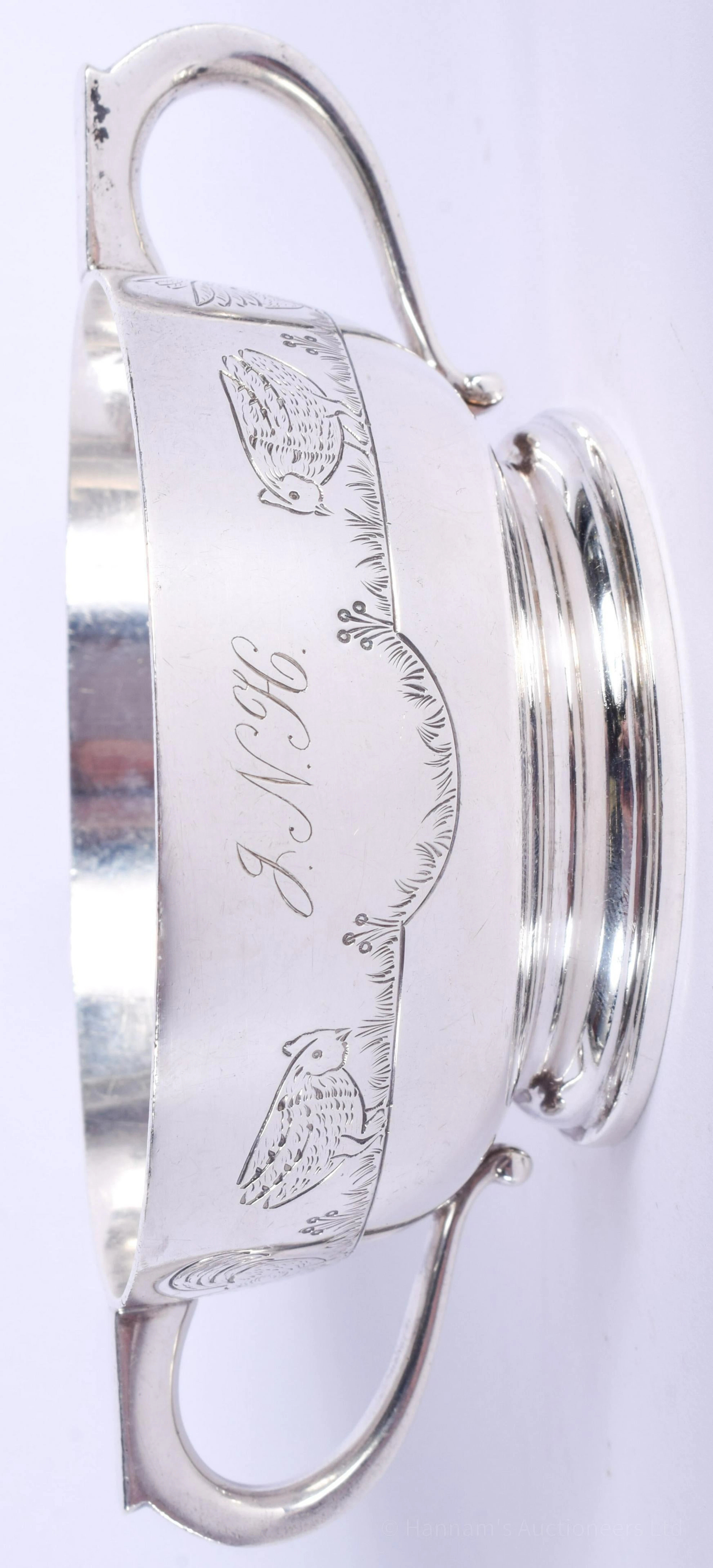 AN ART DECO TWIN HANDLED SILVER SUGAR BOWL. Birmingham