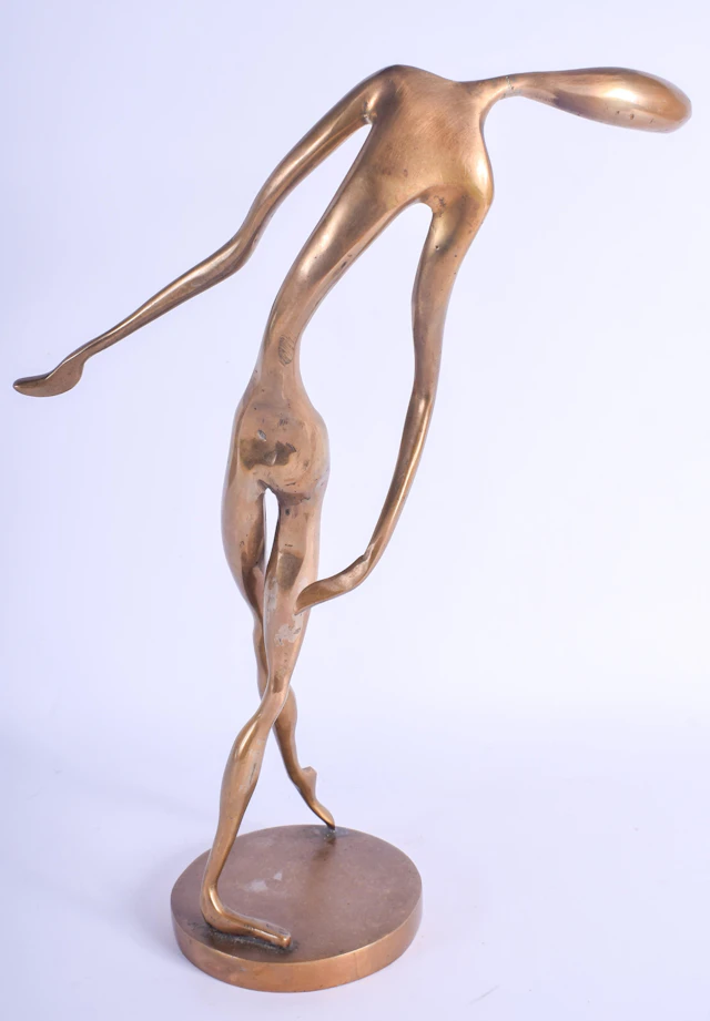 Yves Lohe (French) Stylised bronze dancer sculpture. 38