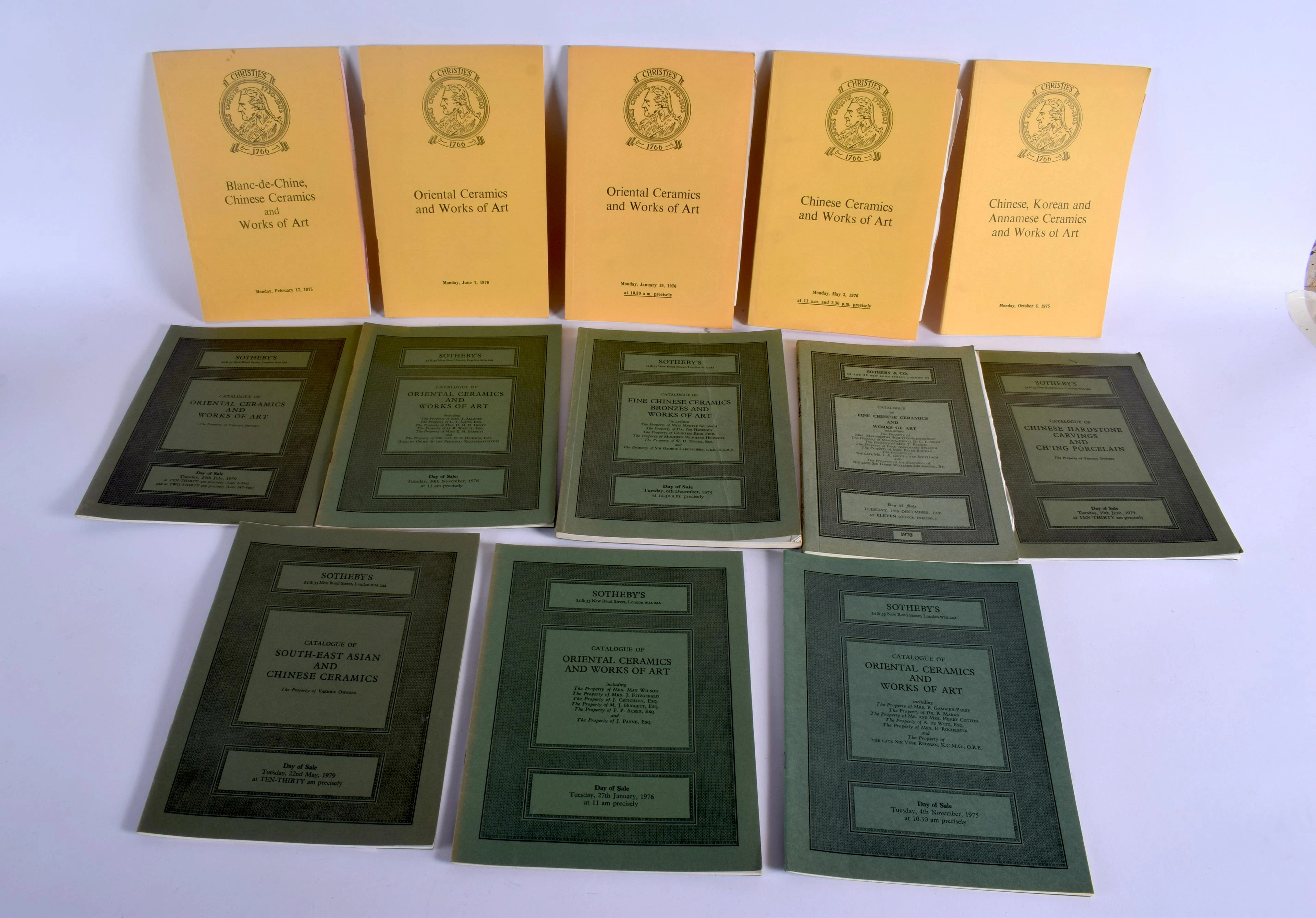 THIRTEEN 1970S SOTHEBY'S AUCTION CATALOGUES Chinese