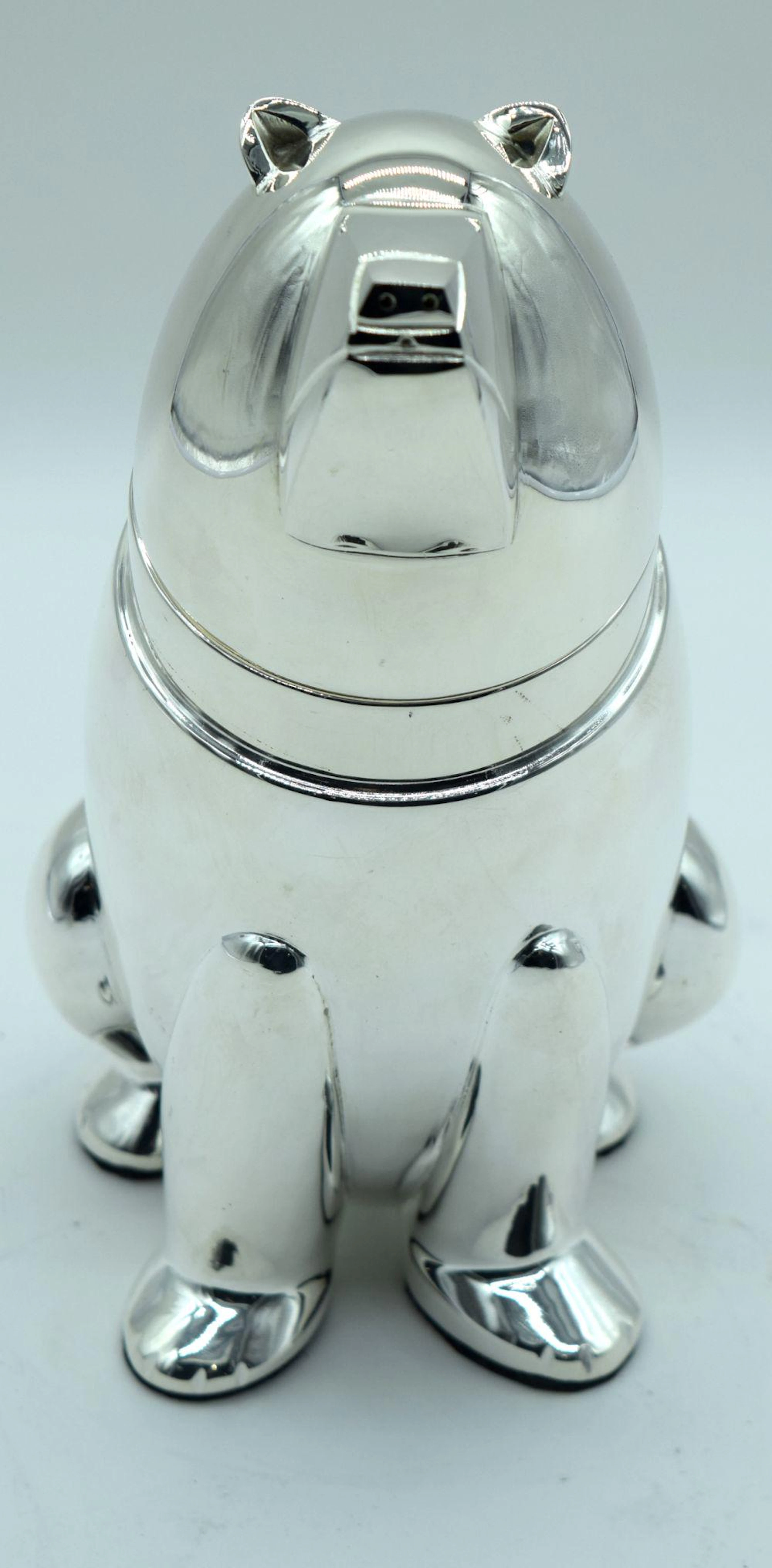 A contemporary silver plated cocktail shaker in the