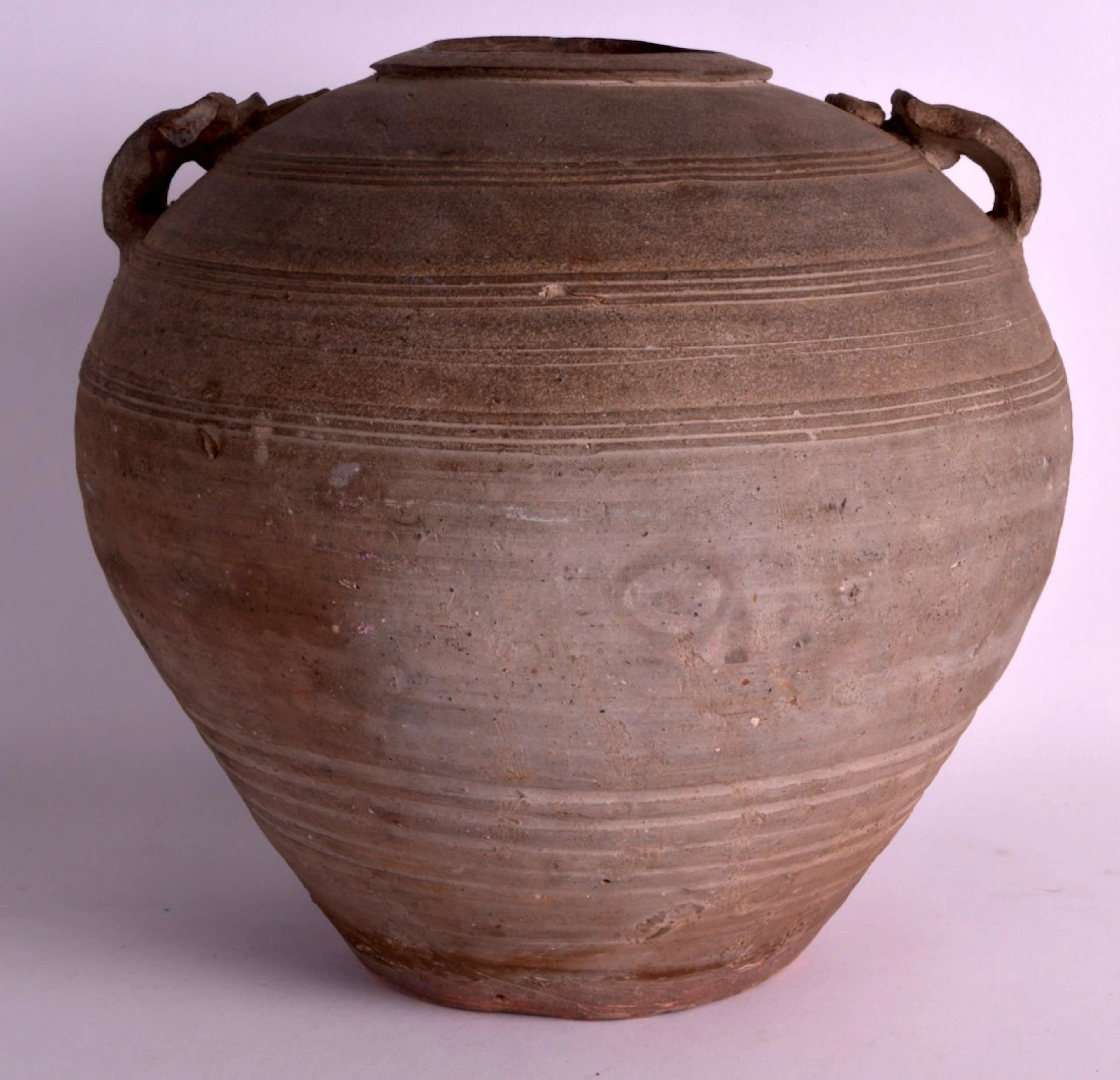 An early european twin handled terracotta vessel