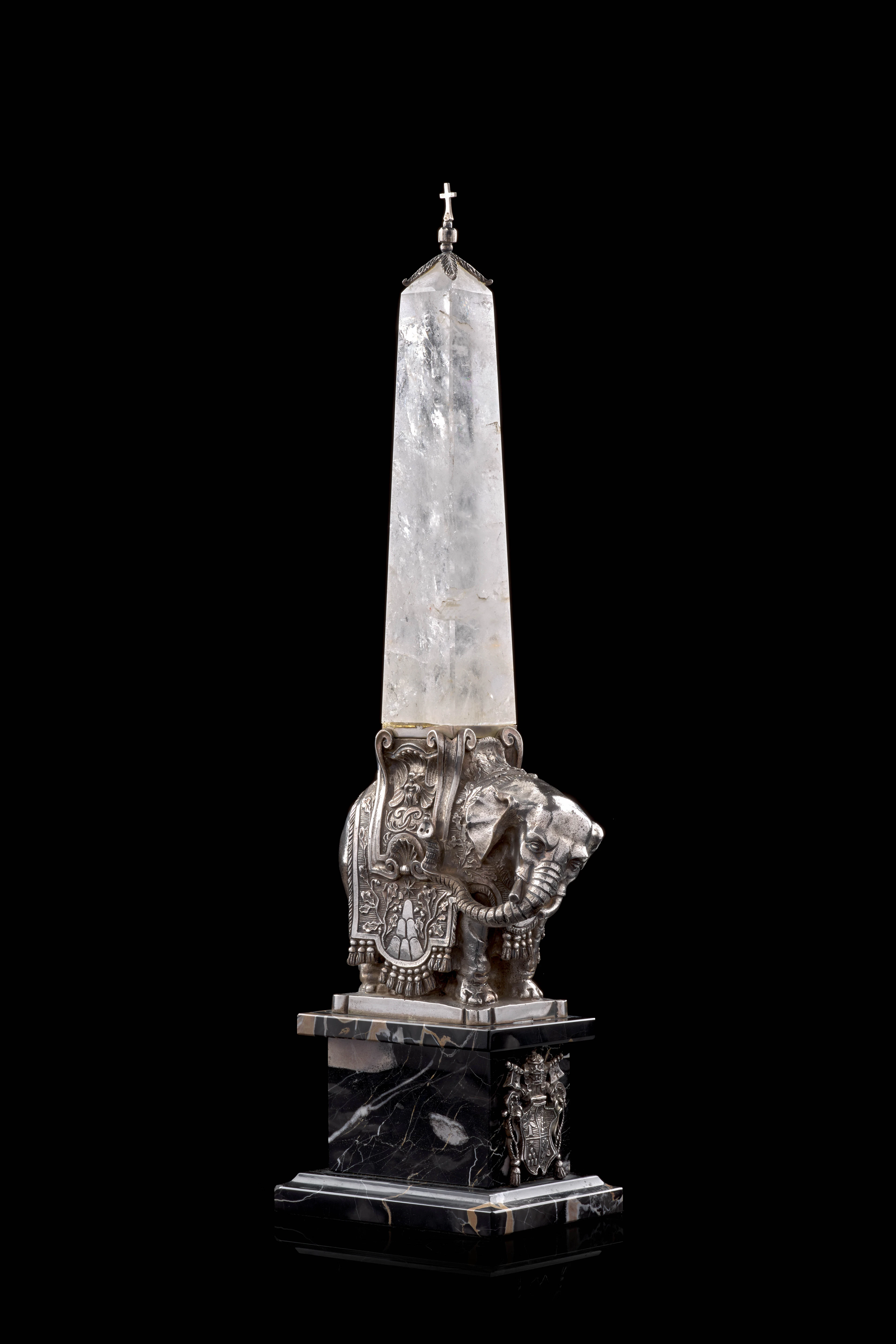 GROUPE EN ARGENT ET CRISTAL DE ROCHE, ITALIE, XXe SIÈCLE
