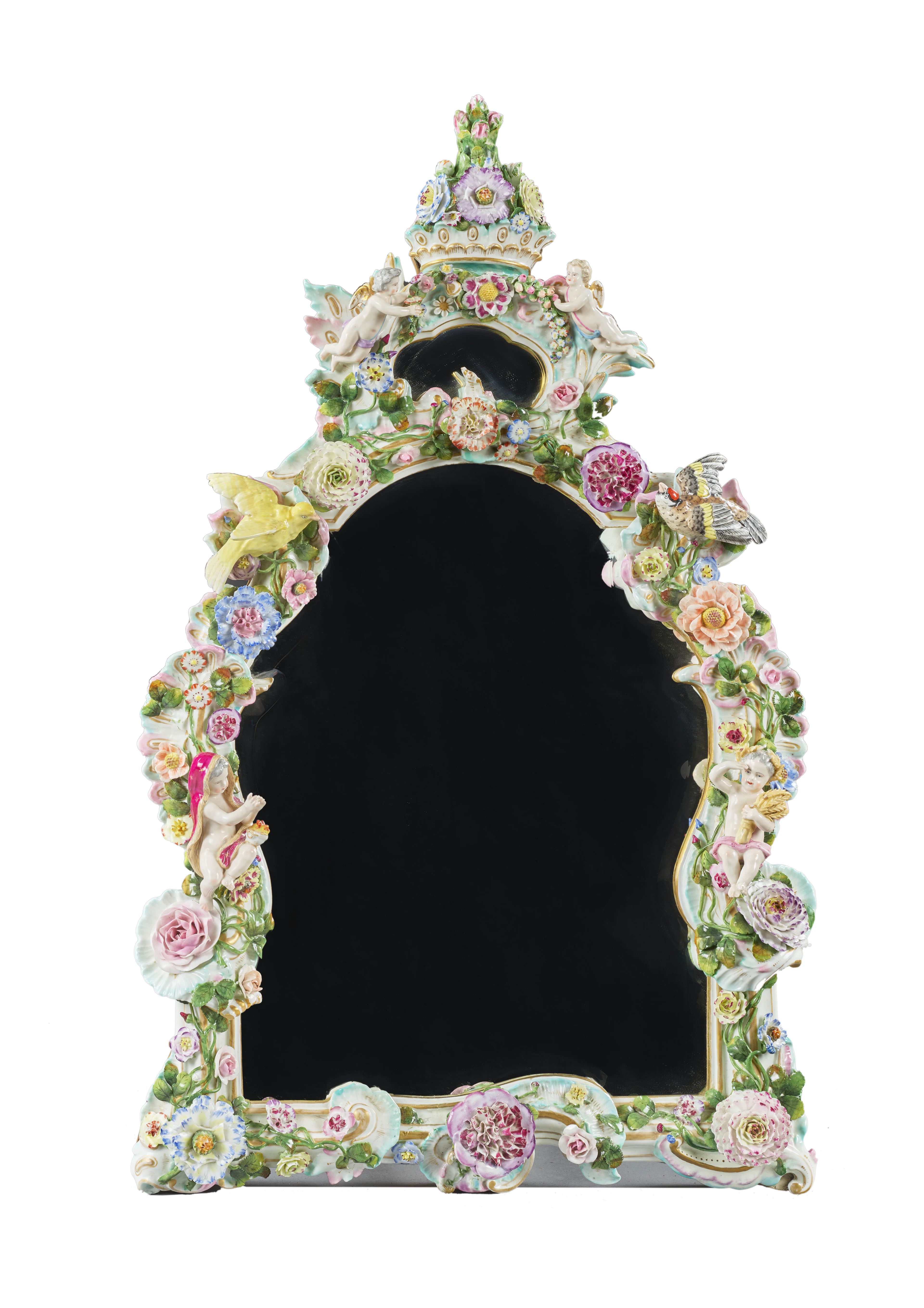 GRAND MIROIR EN PORCELAINE ALLEMANDE, VERS 1900