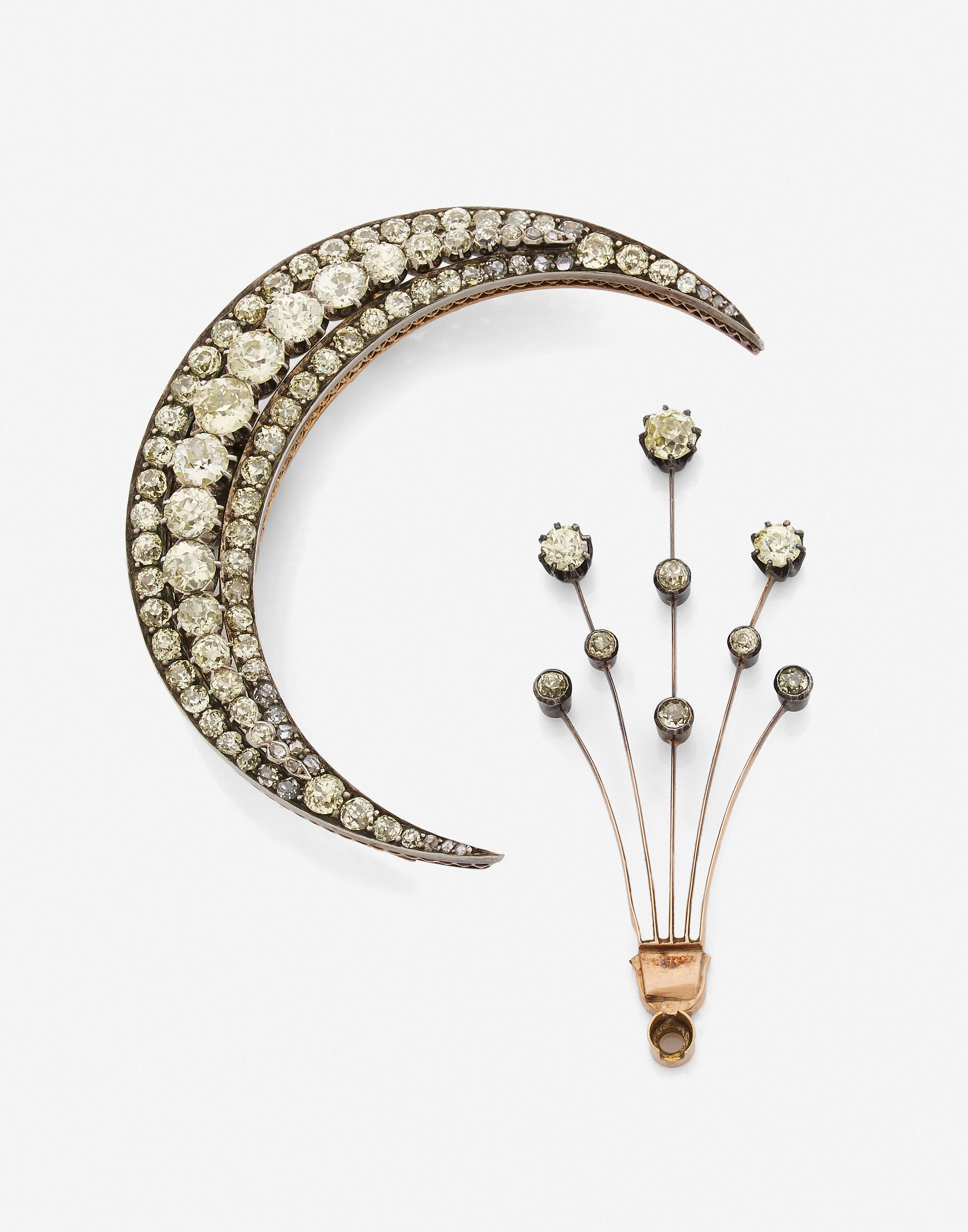 Broche Croissant de Lune et son aigrette