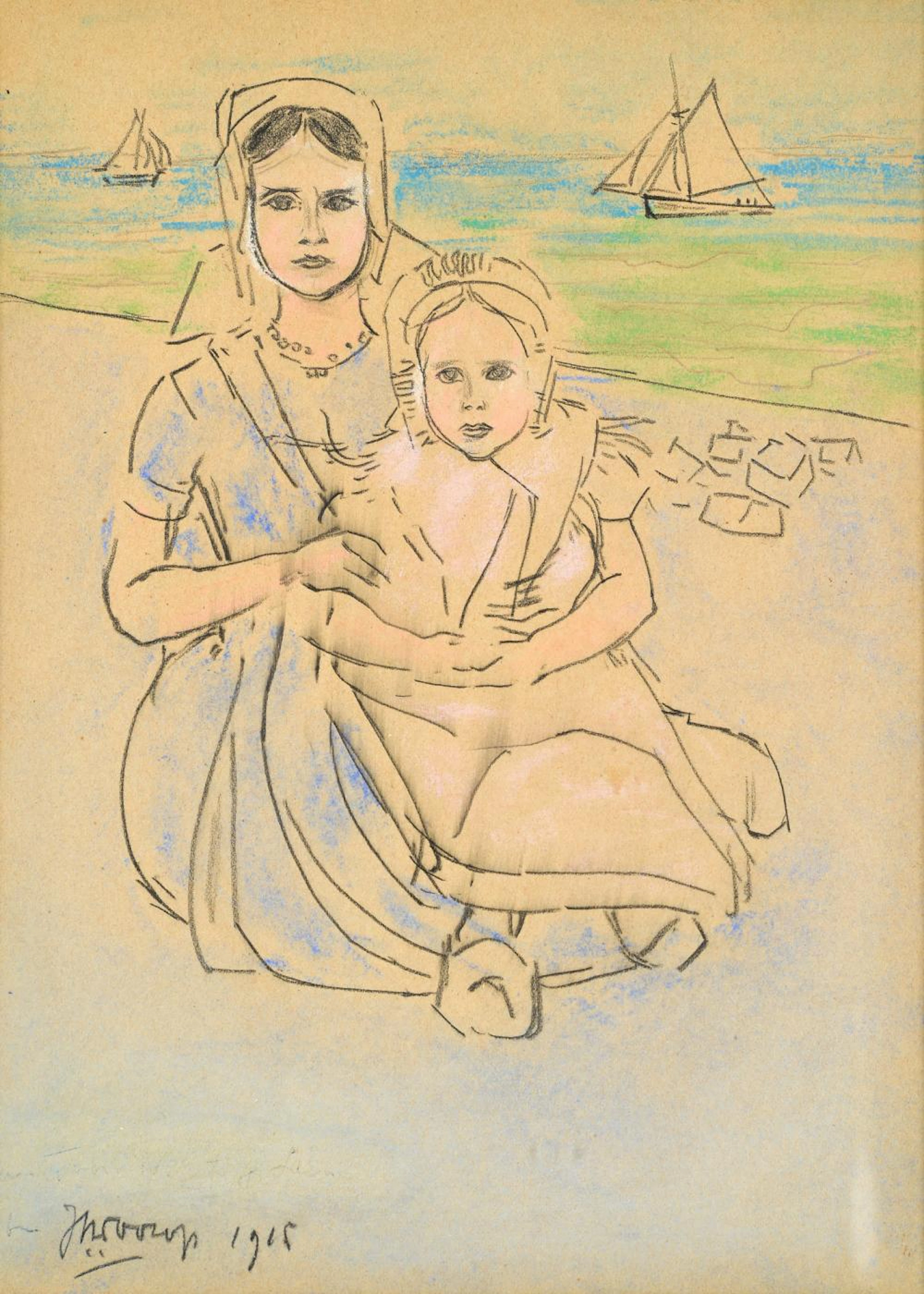 Jan Toorop (1858-1928) 'Mother and child in Domburg'
