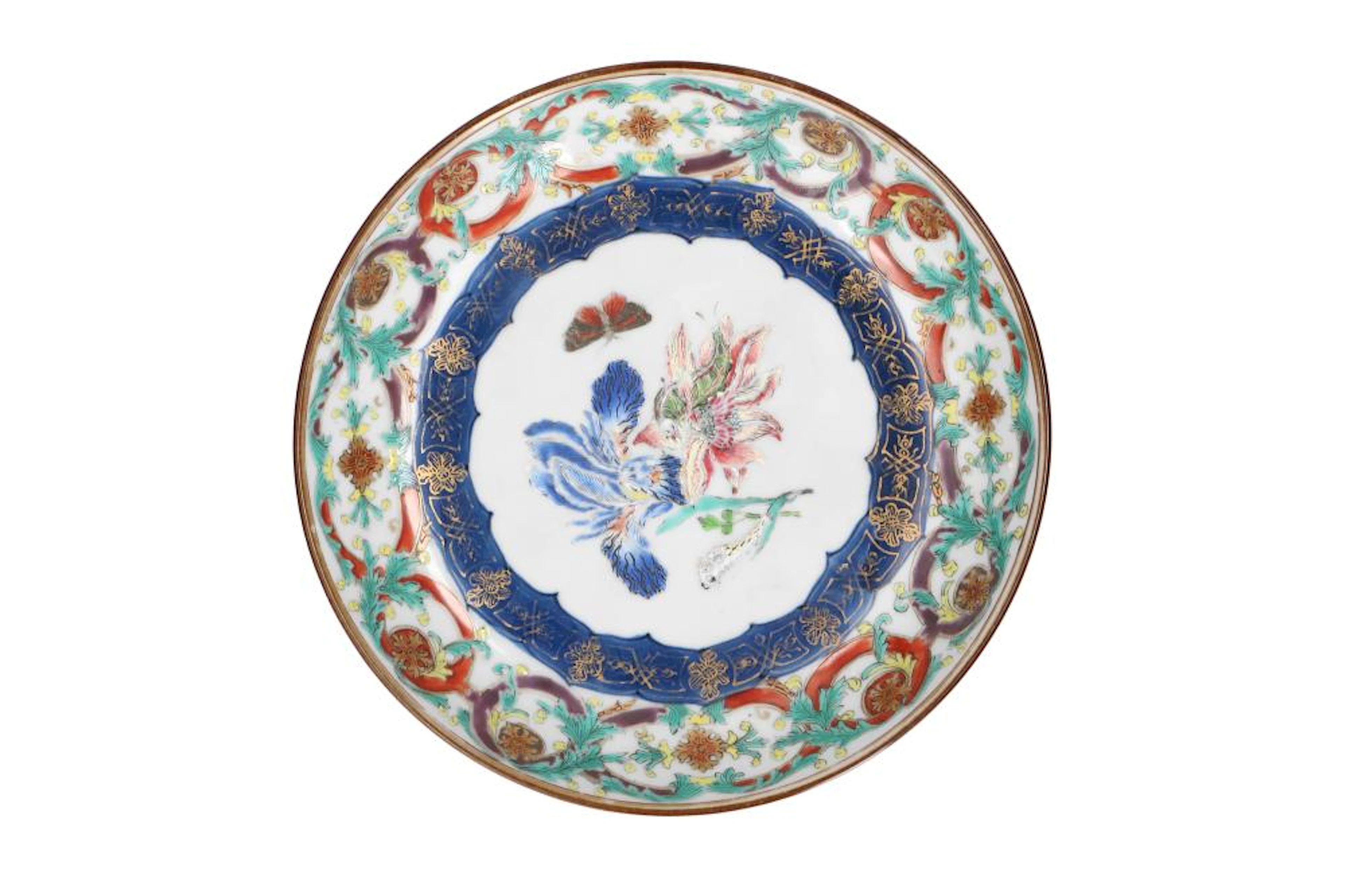 A polychrome porcelain deep dish