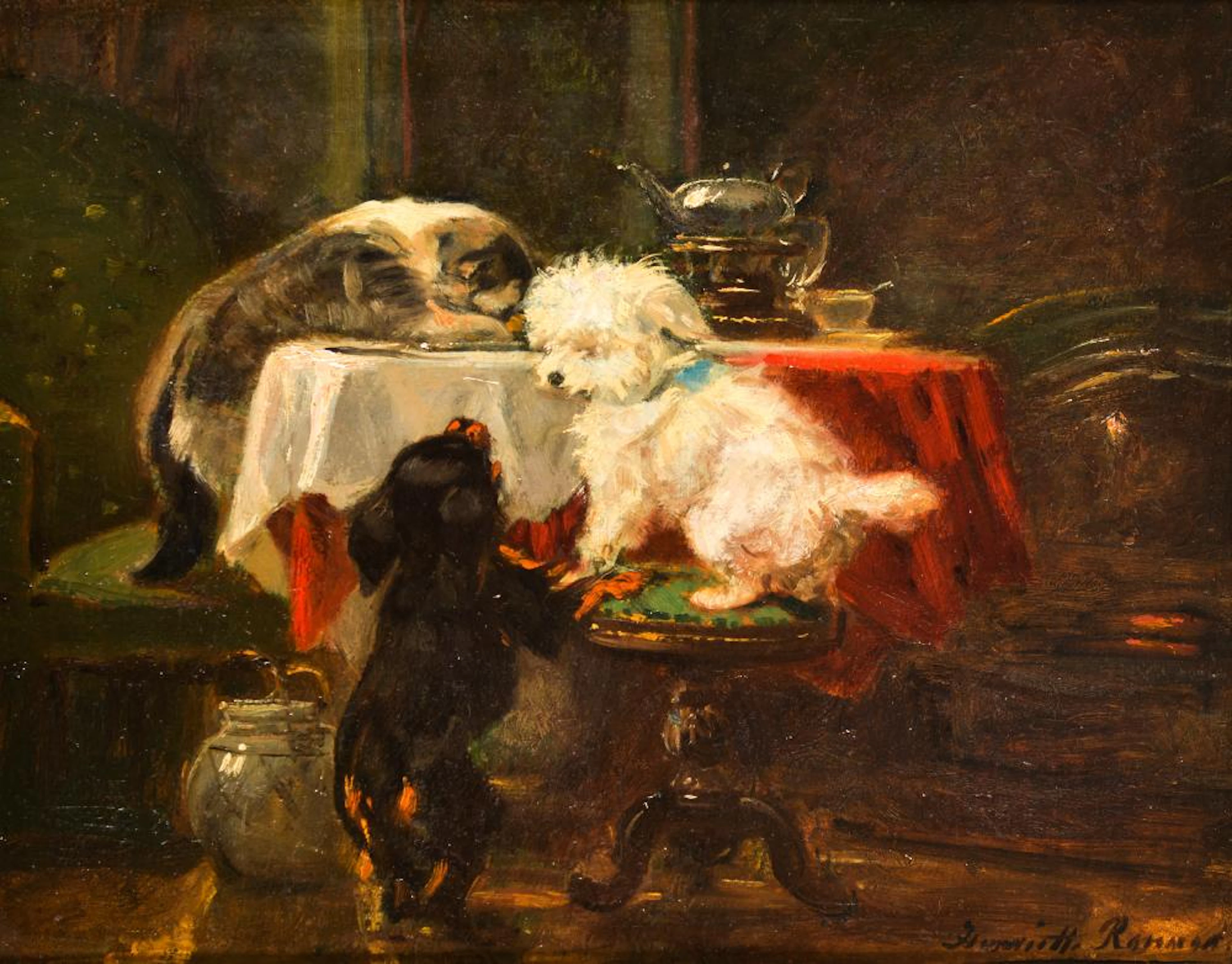 Henriëtte Ronner (1821-1909) 'Frolicsome friends'
