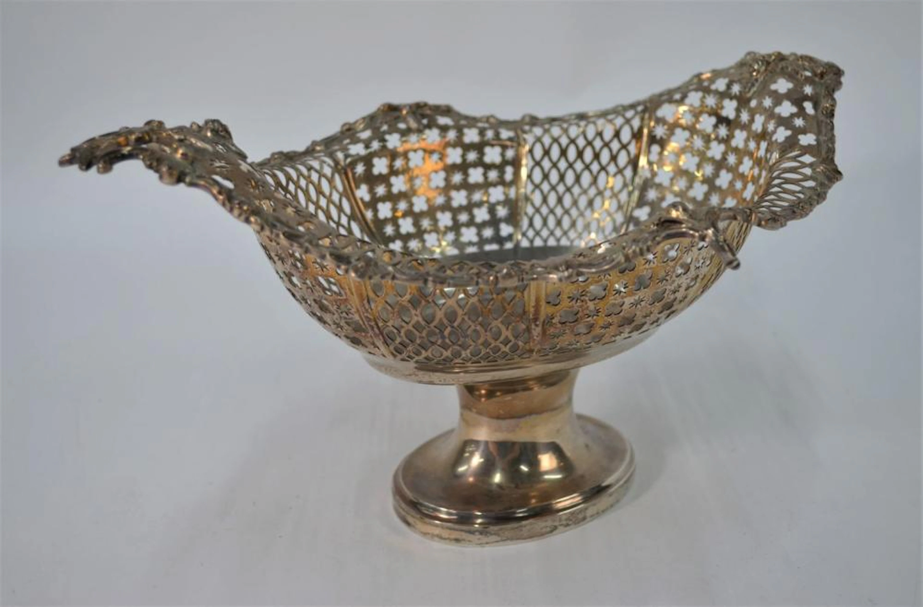 Edwardian silver Sheraton revival fruit basket