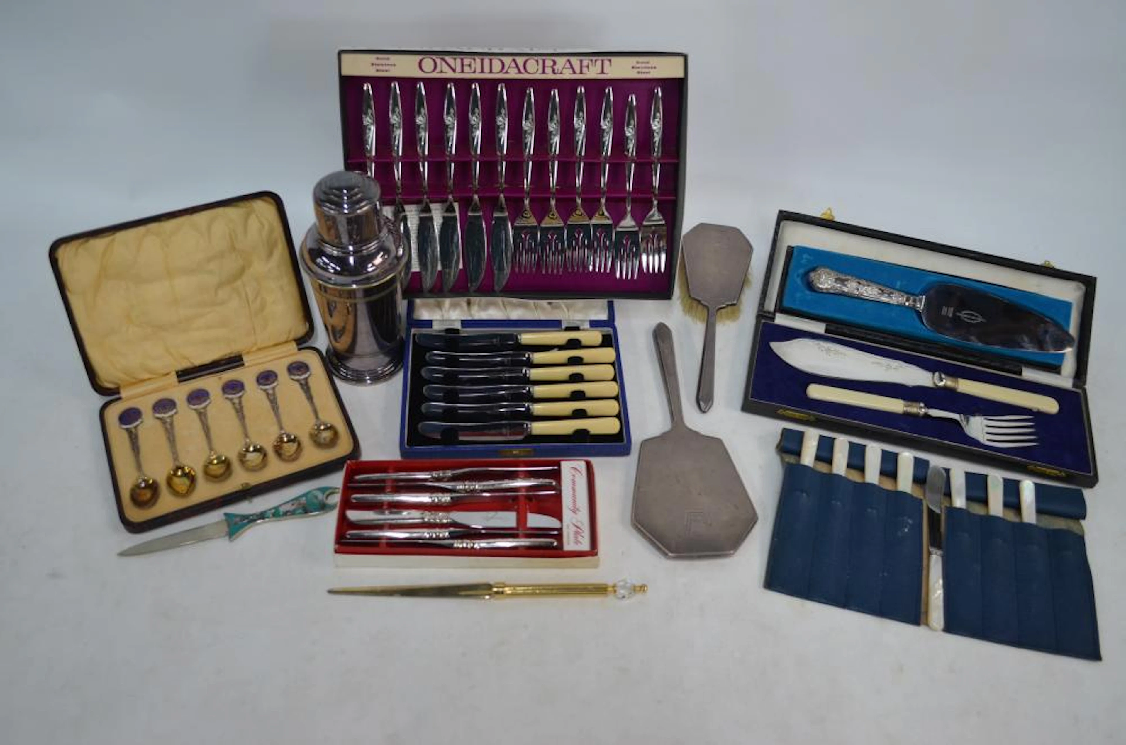 A cased set of six silver Masonic teaspoons