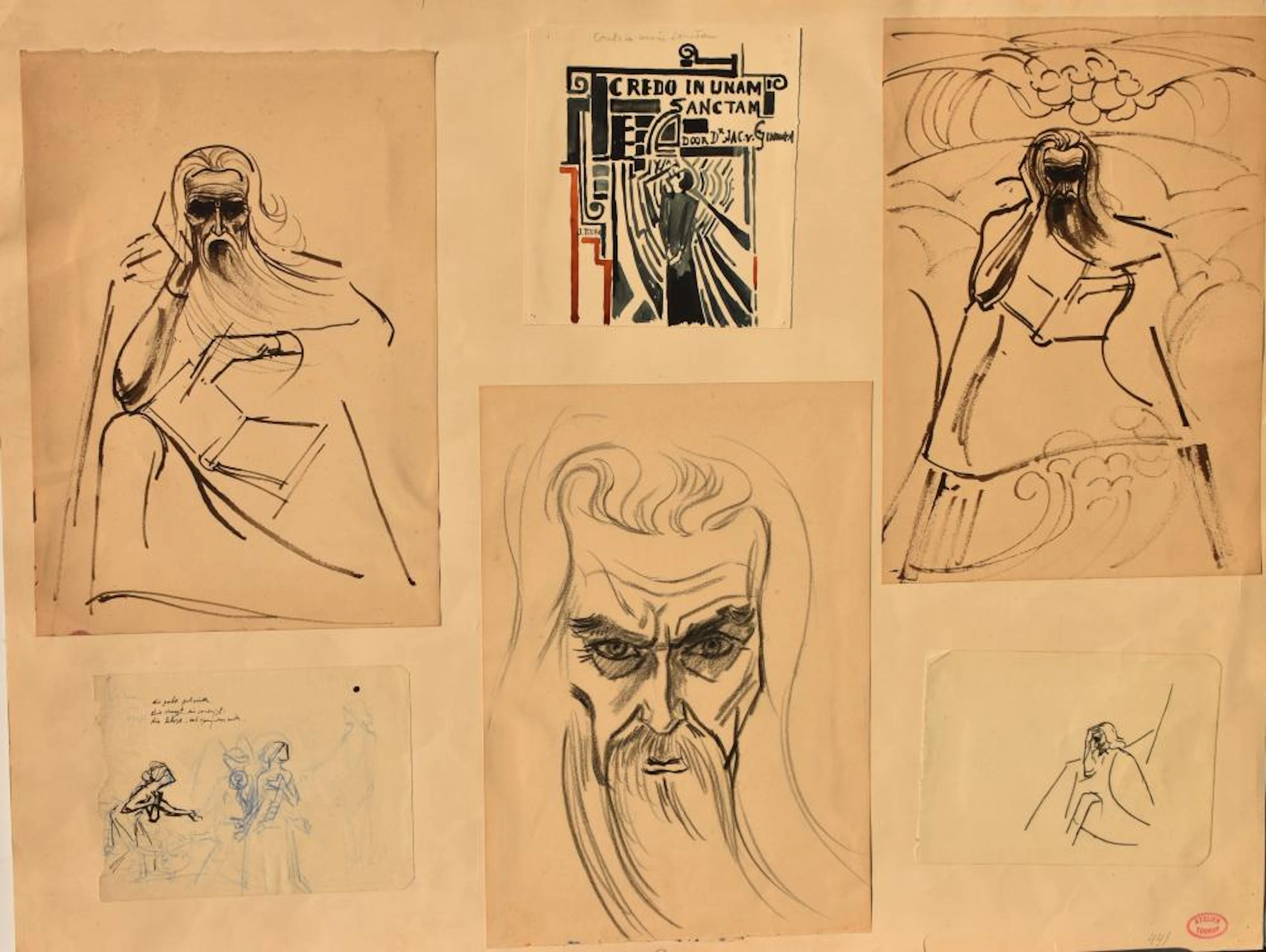 Toorop, Jan (Dutch 1858-1928) Johannes op Patmos, ontwerp voor boek