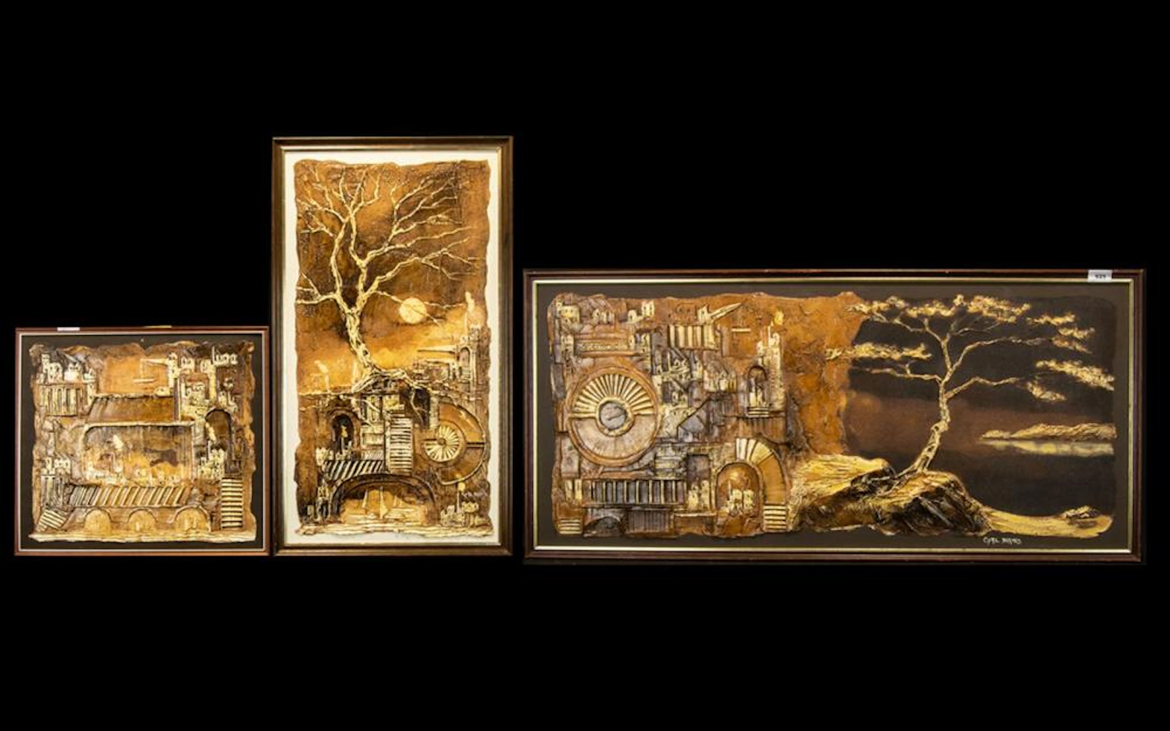 Cyril Barnes (1926-2000) Three Original Mixed Media On Board Each in relief