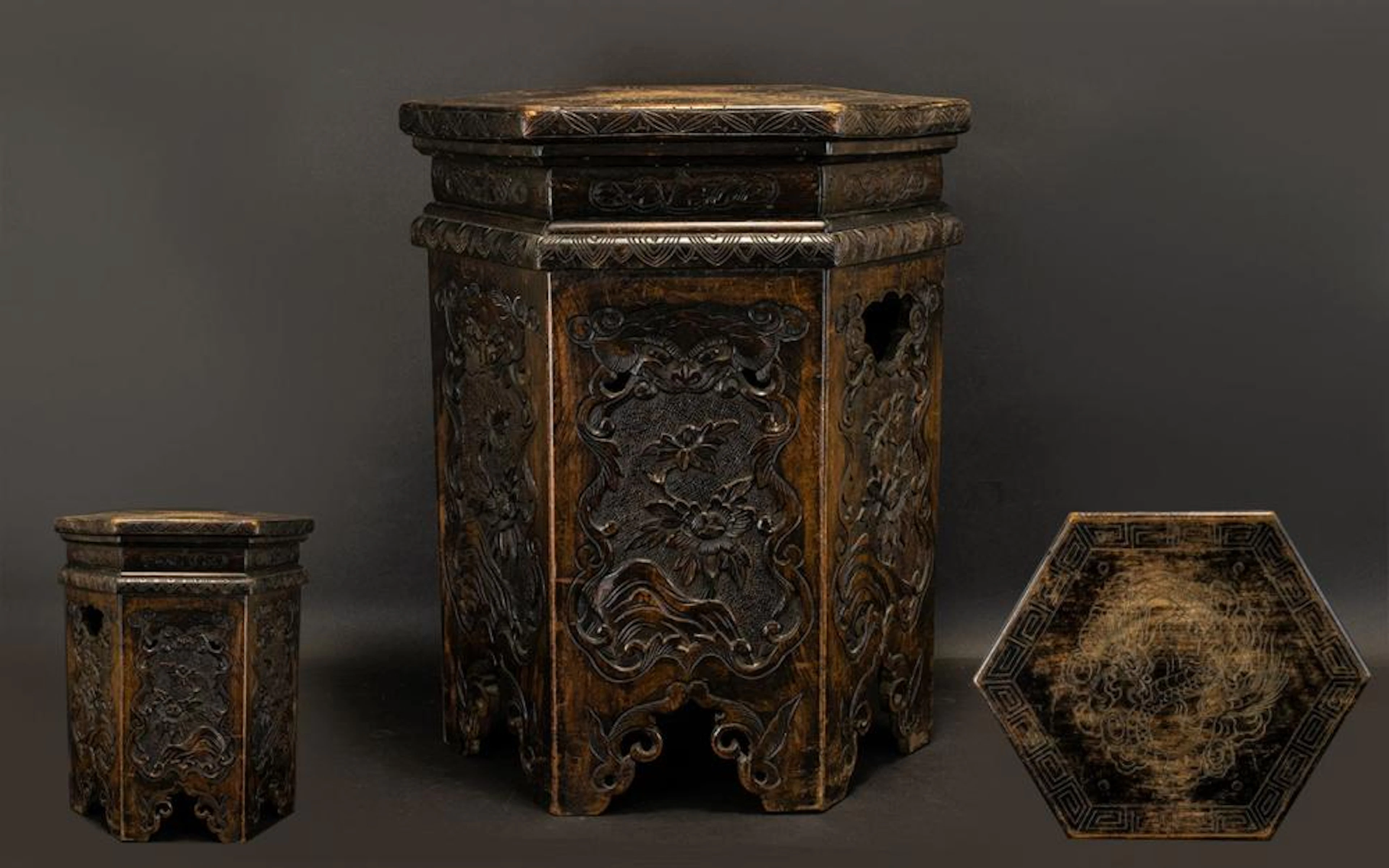 Chinese - Six Sided Nice Quality 19th Century Display Stand / Table. c.1850