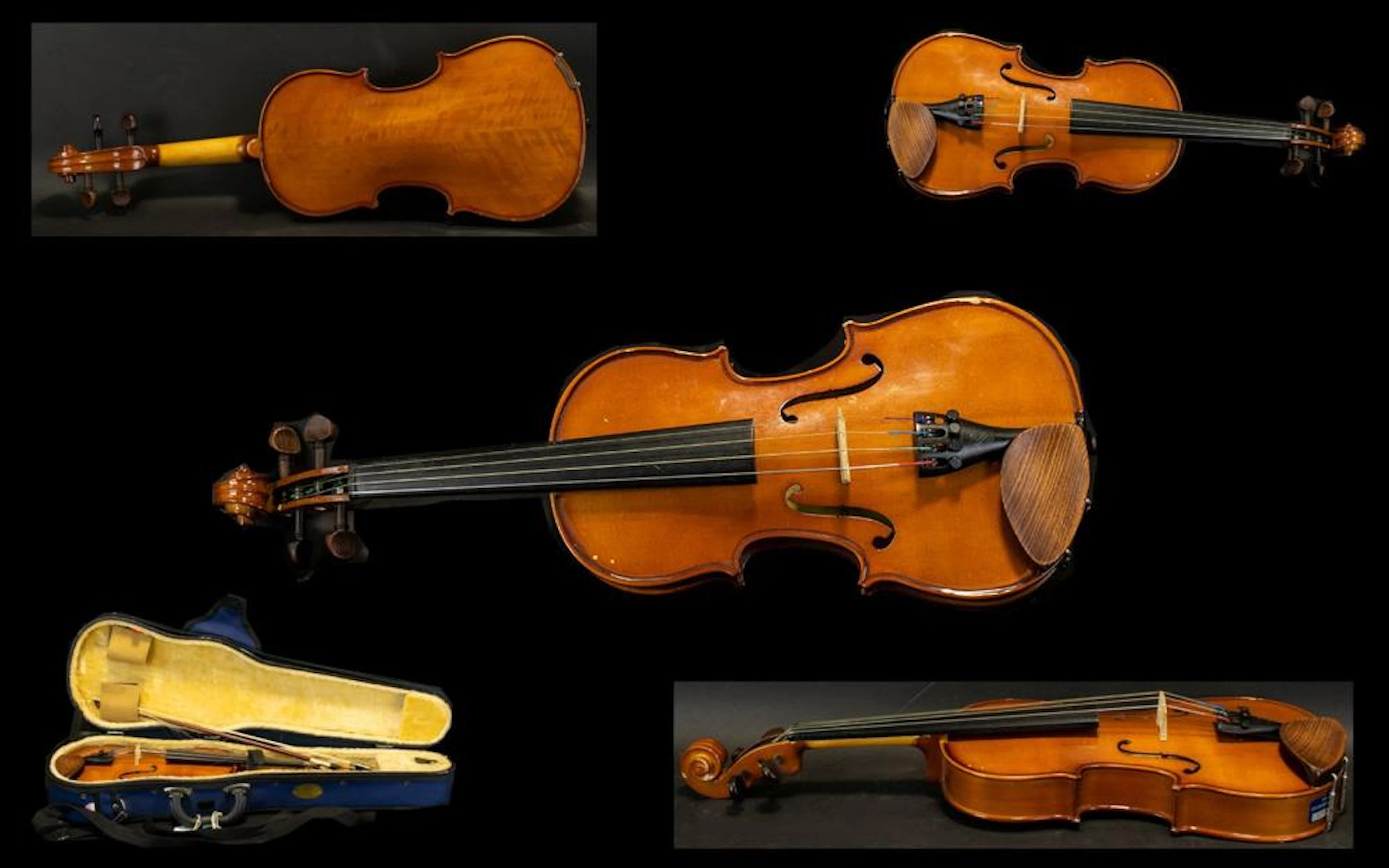 Modern Machine Made Child's Violin in Case Paper label reads 'Stentor Music