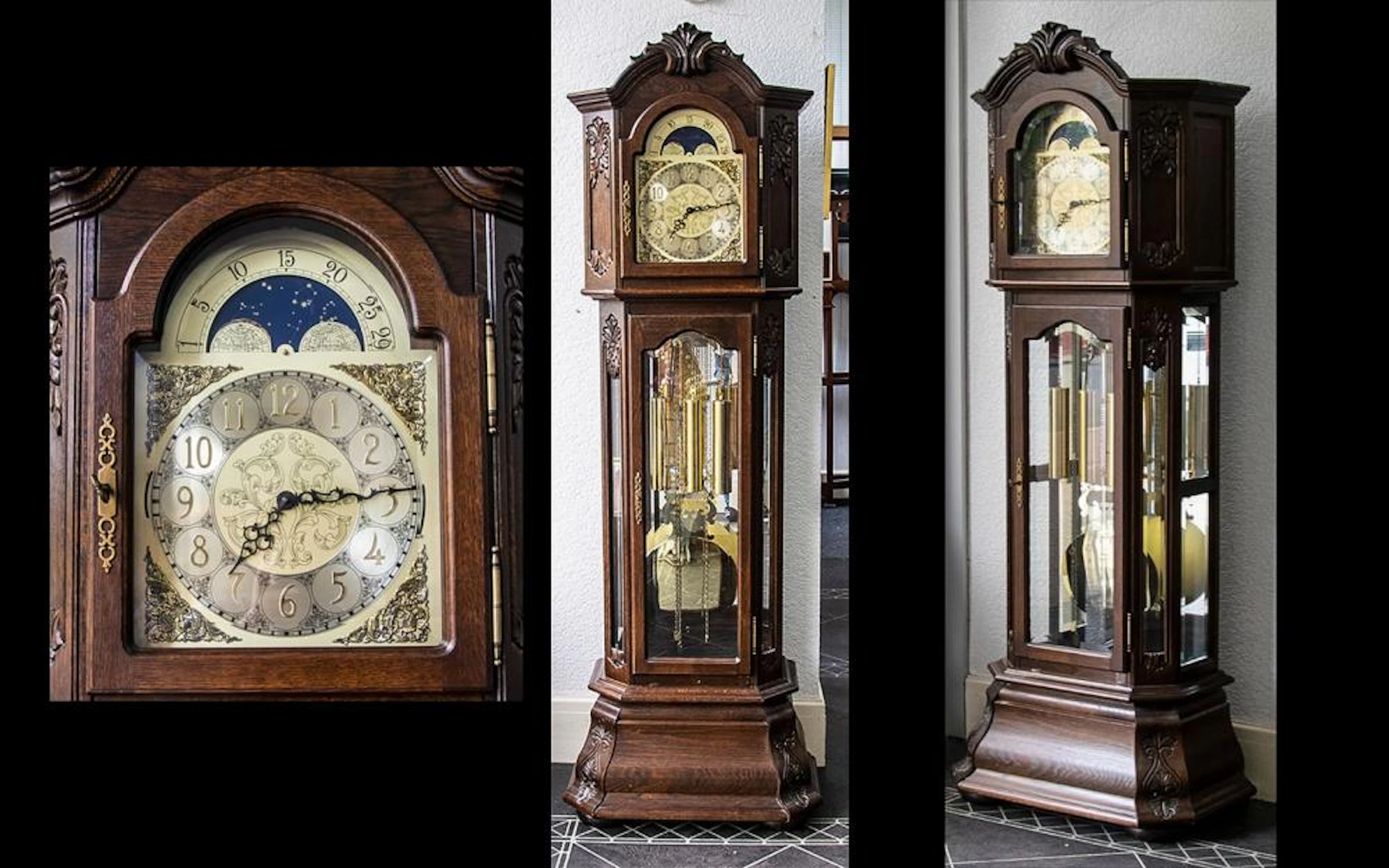 A Superb Quality Chain Driven Mahogany 8 Day Long Case Clock triple chime m