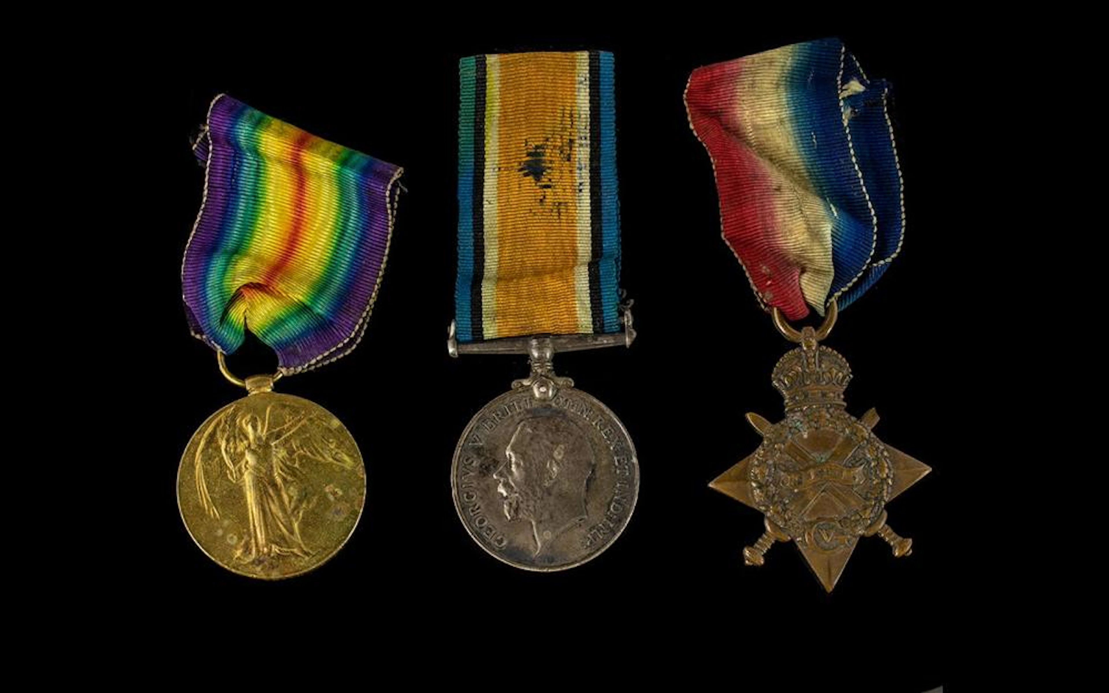 World War I Trio of Military Meals All with Ribbons Awarded to 13011 PTE. J