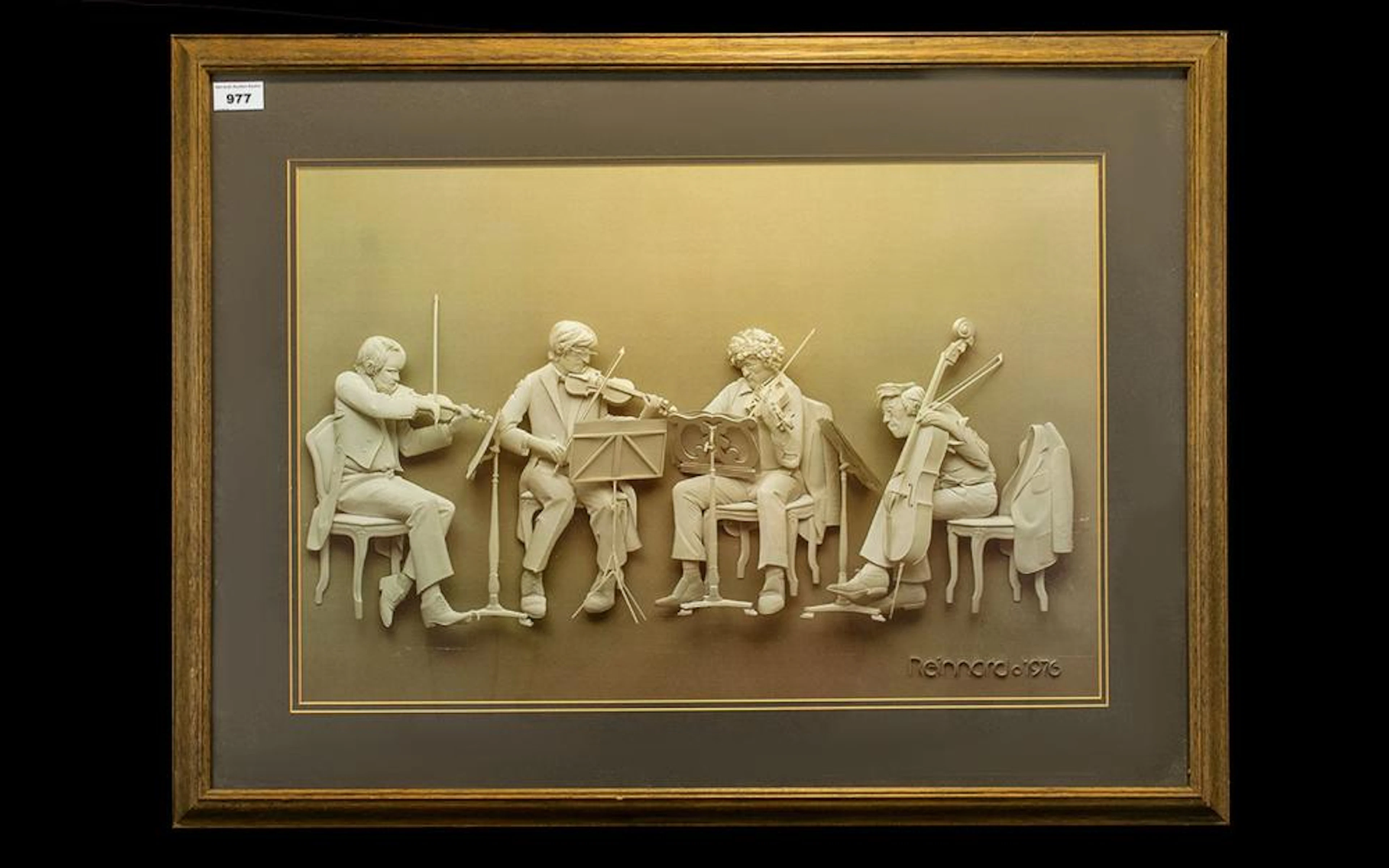 A Reinhard 1976 3D Print of Four Musicians Framed.