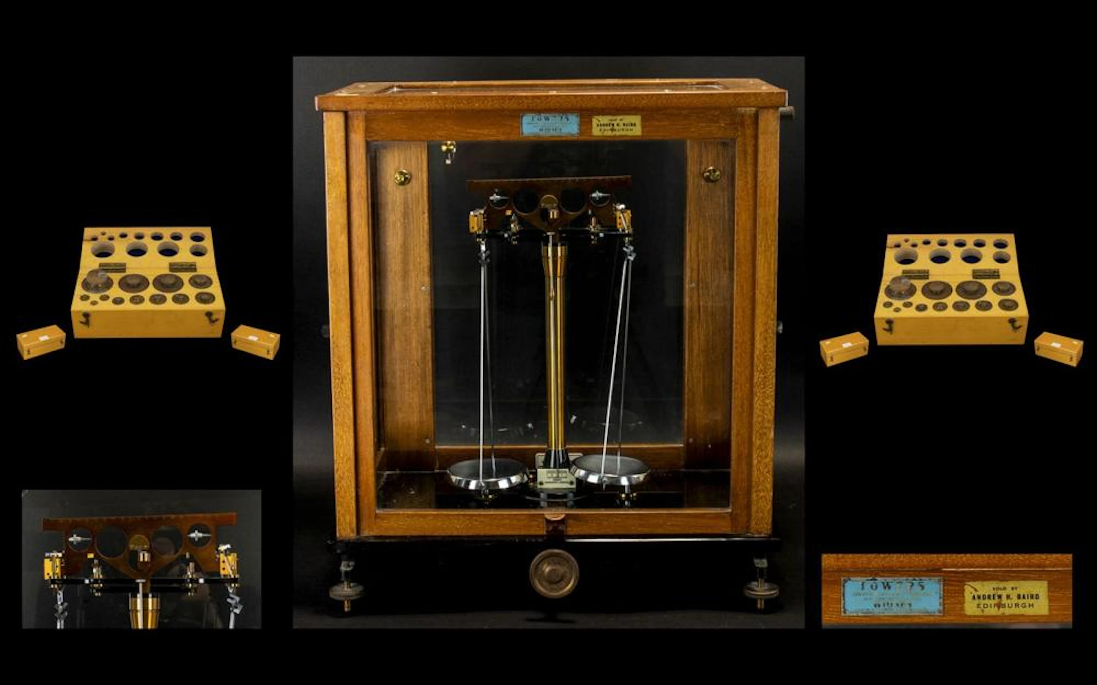 Early 20th Century Towers Model 55 Scientific Laboratory Scales Oak case wi