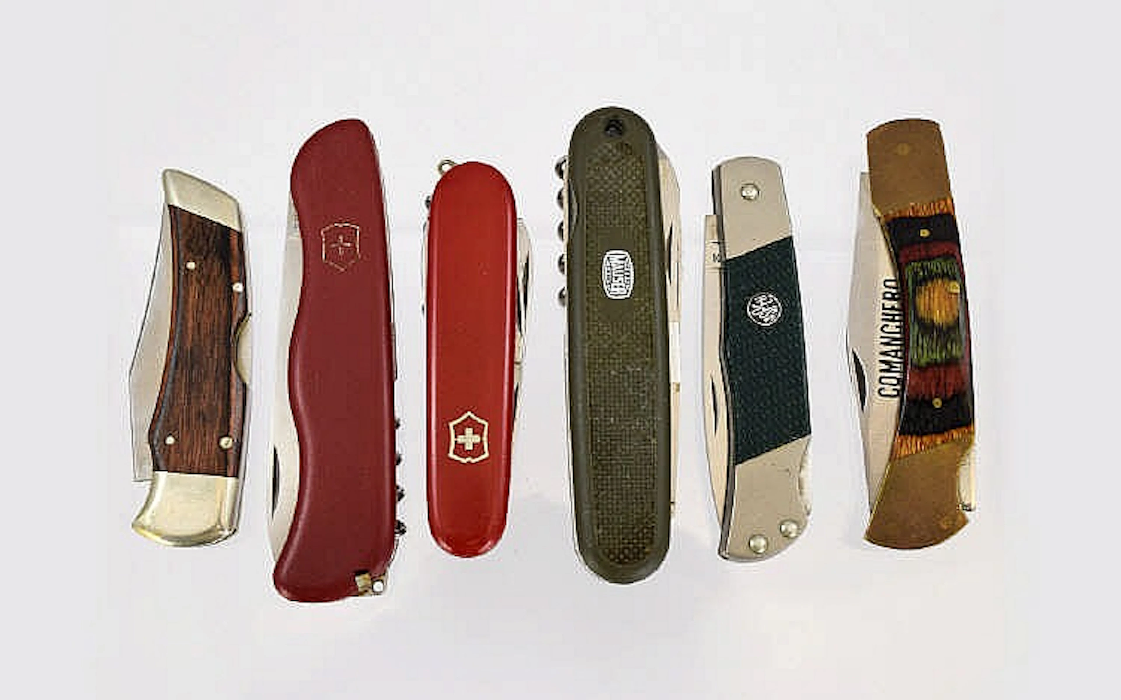A Good Collection of Swiss Folding and Pocket Knifes ( 6 ) Six In Total. Co