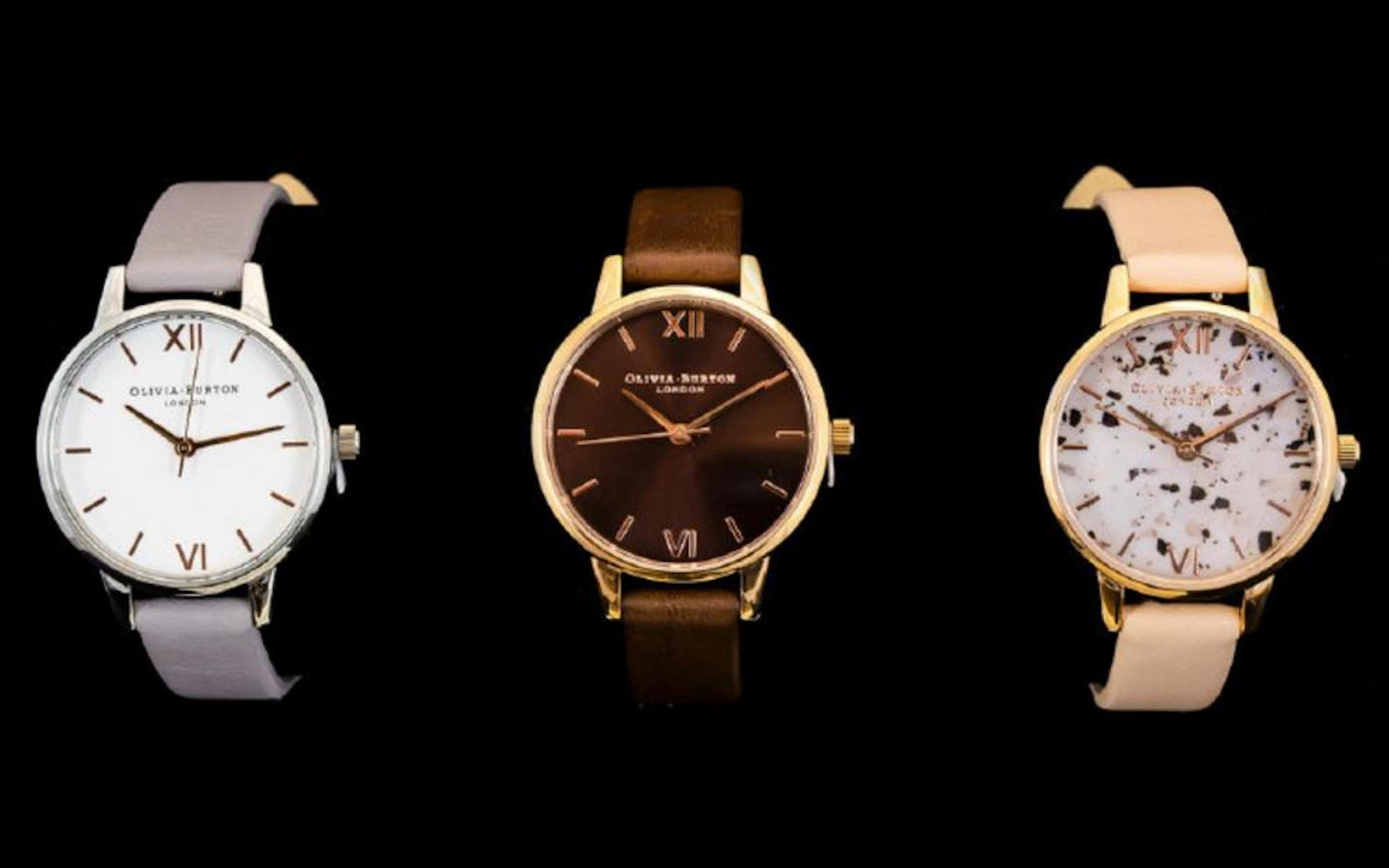 Olivia Burton Collection of 3 Ladies Gold Plated on Steel Wrist Watches