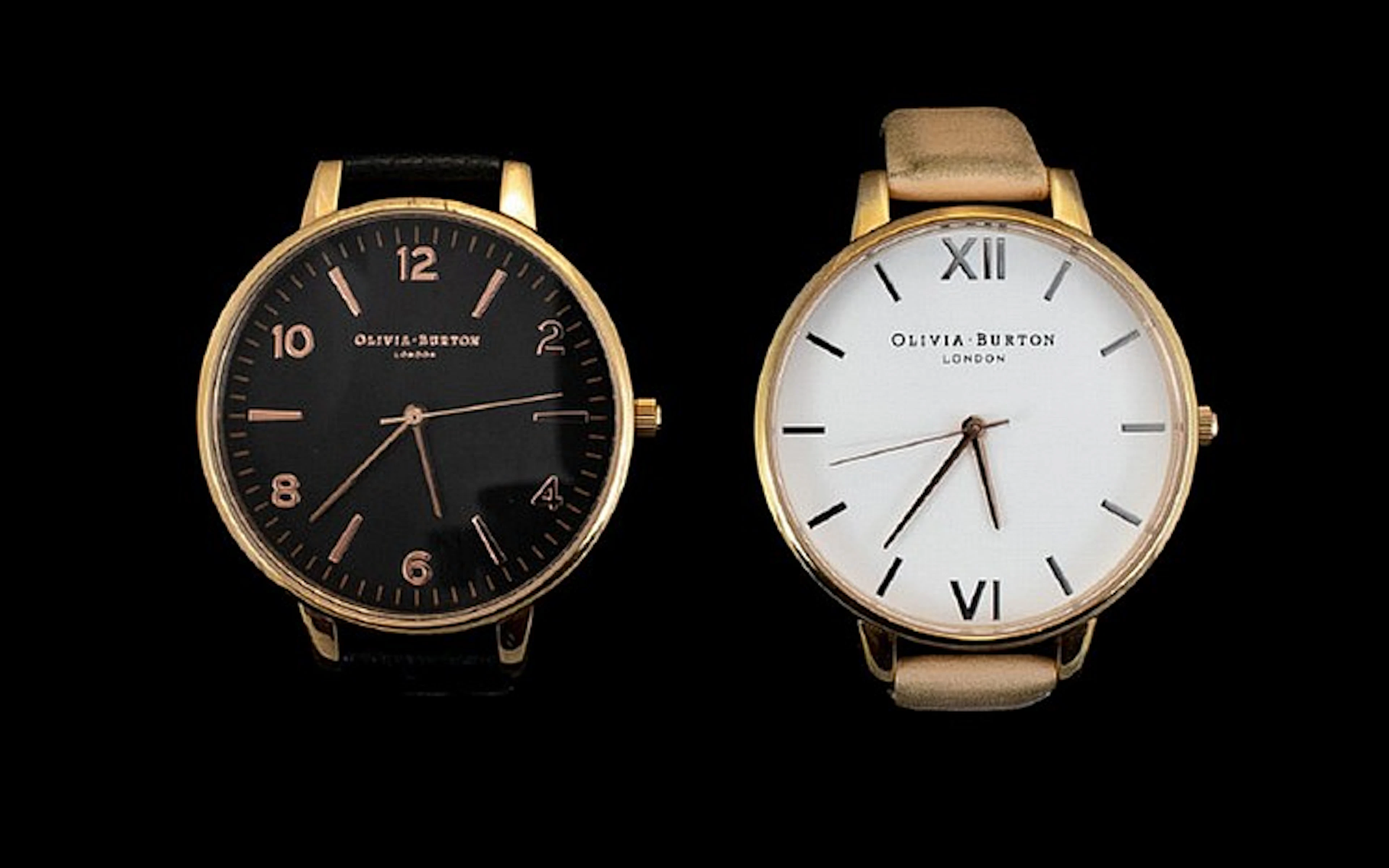 Olivia Burton London Two Rose Gold Tone Contemporary Fashion Watches Firstly