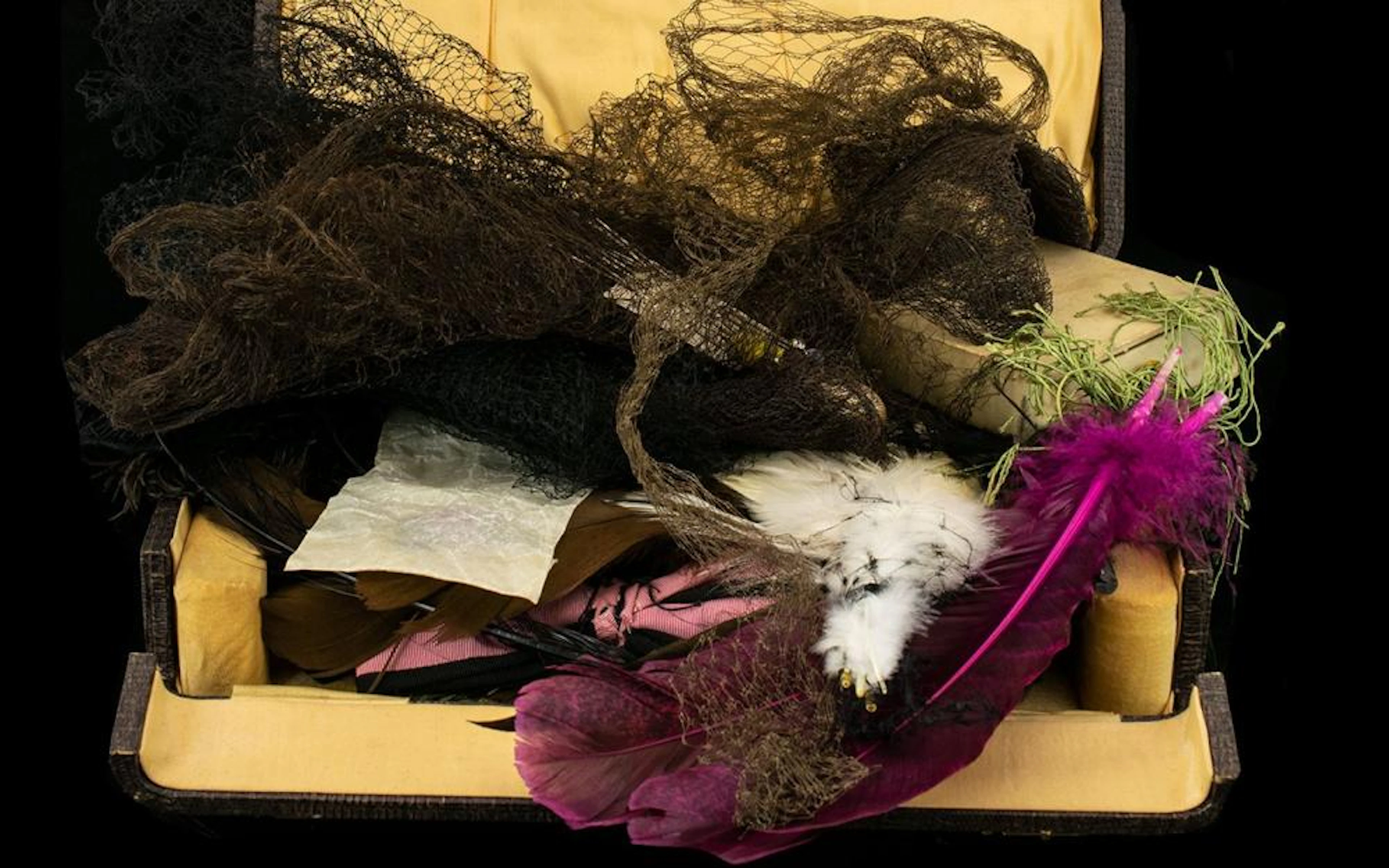 Mixed Box of Antique Trombone Feathers/Millinery. Interesting collection i