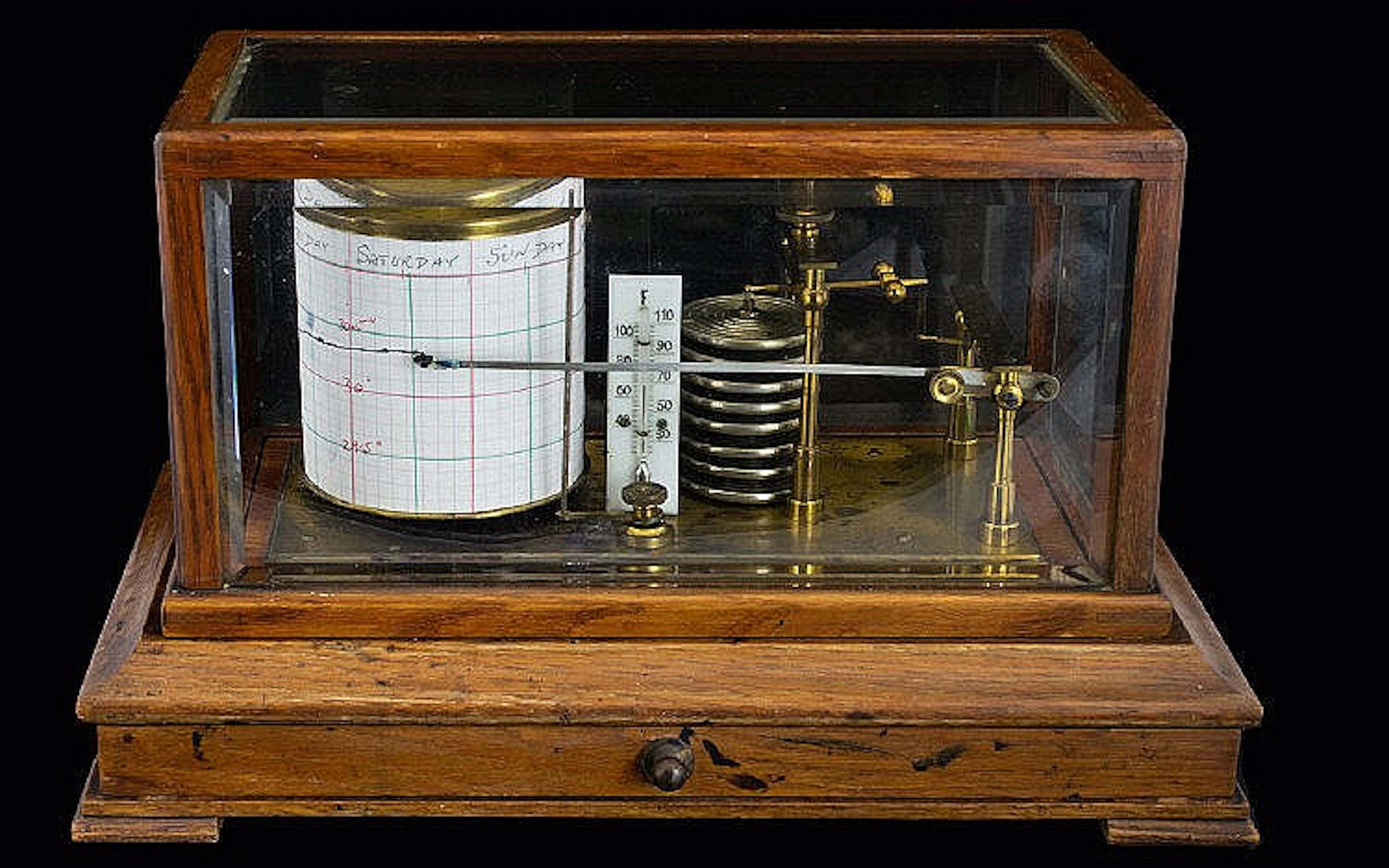 Thomas Fattorini Ltd Antique Period Barograph The Mahogany Case Has Five Be