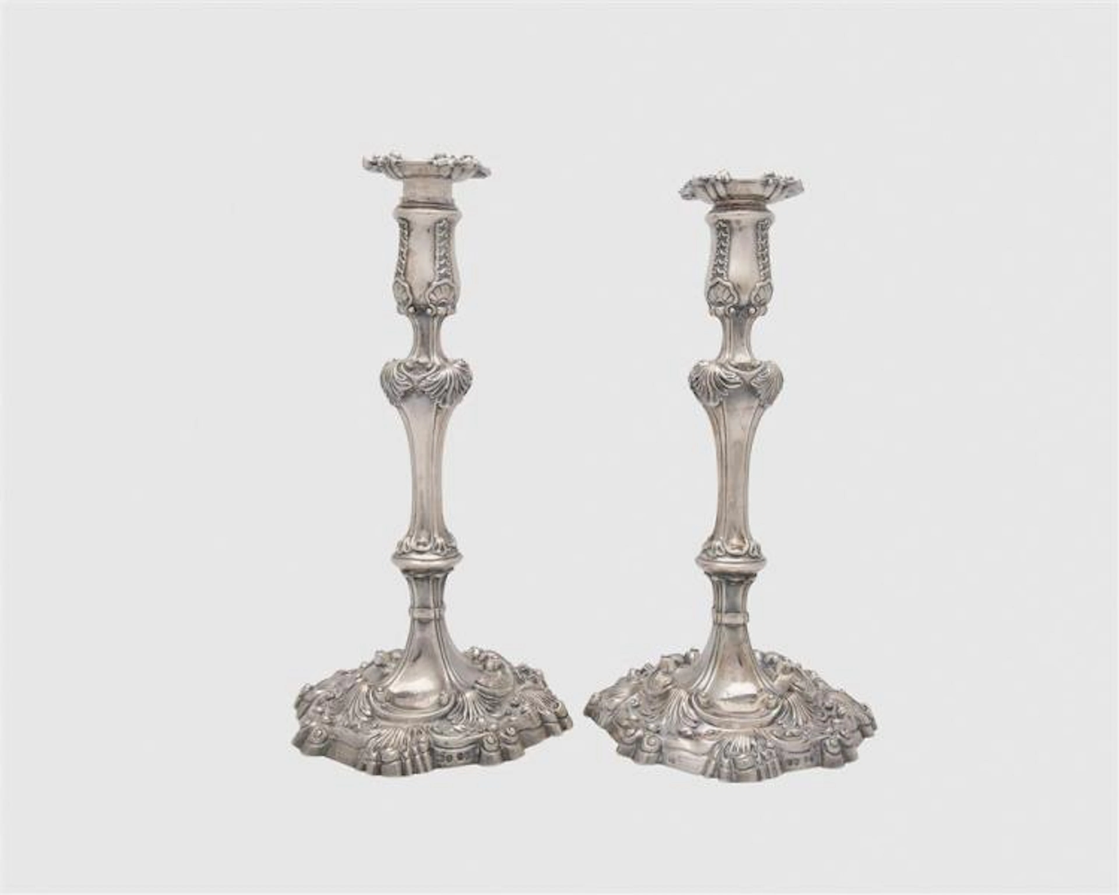 Pair of George IV Silver Candlesticks, Robert Garrard, II, maker, London, 1830