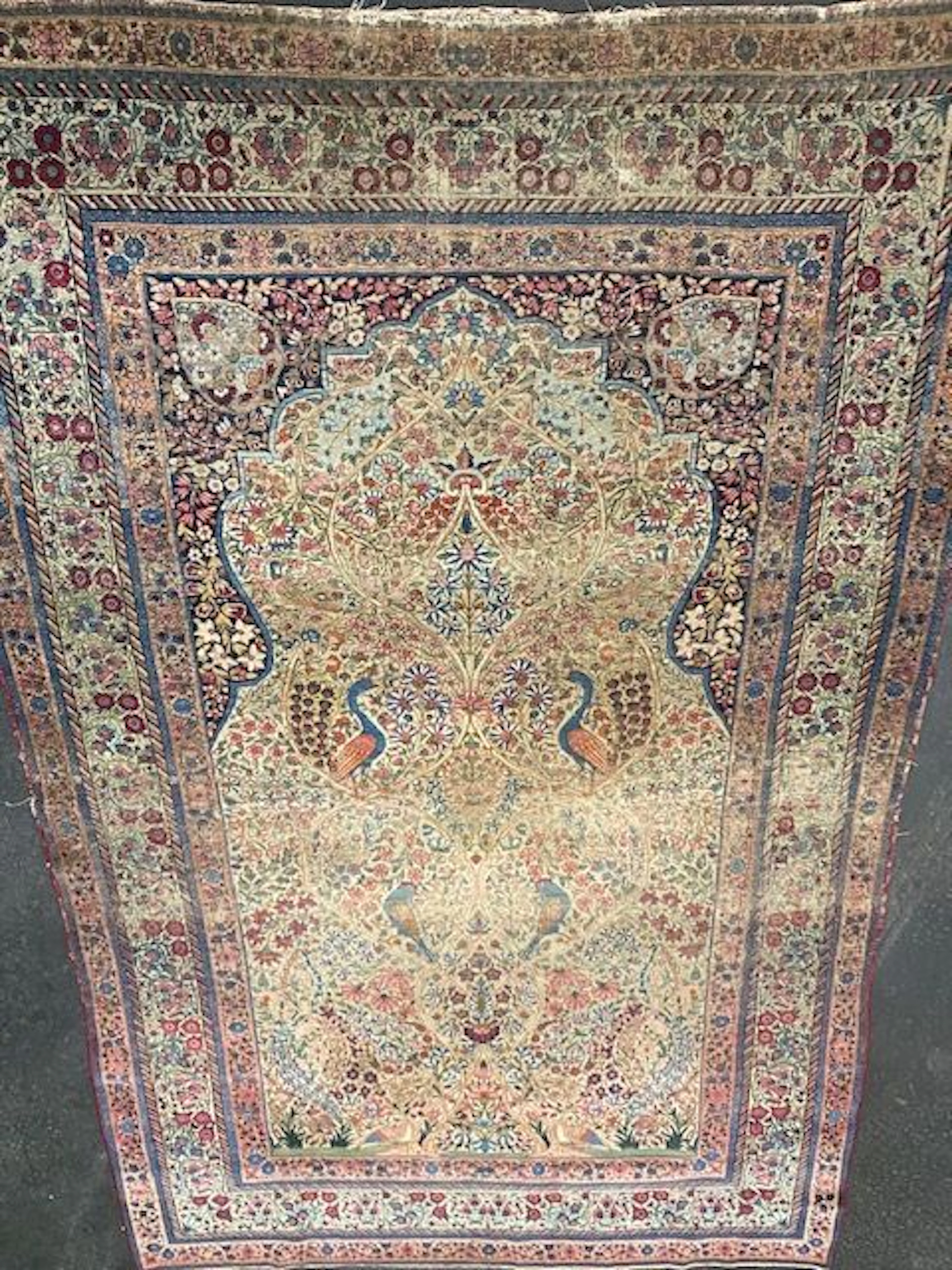 Grand et fin Kirman Laver (Perse) vers 1870...