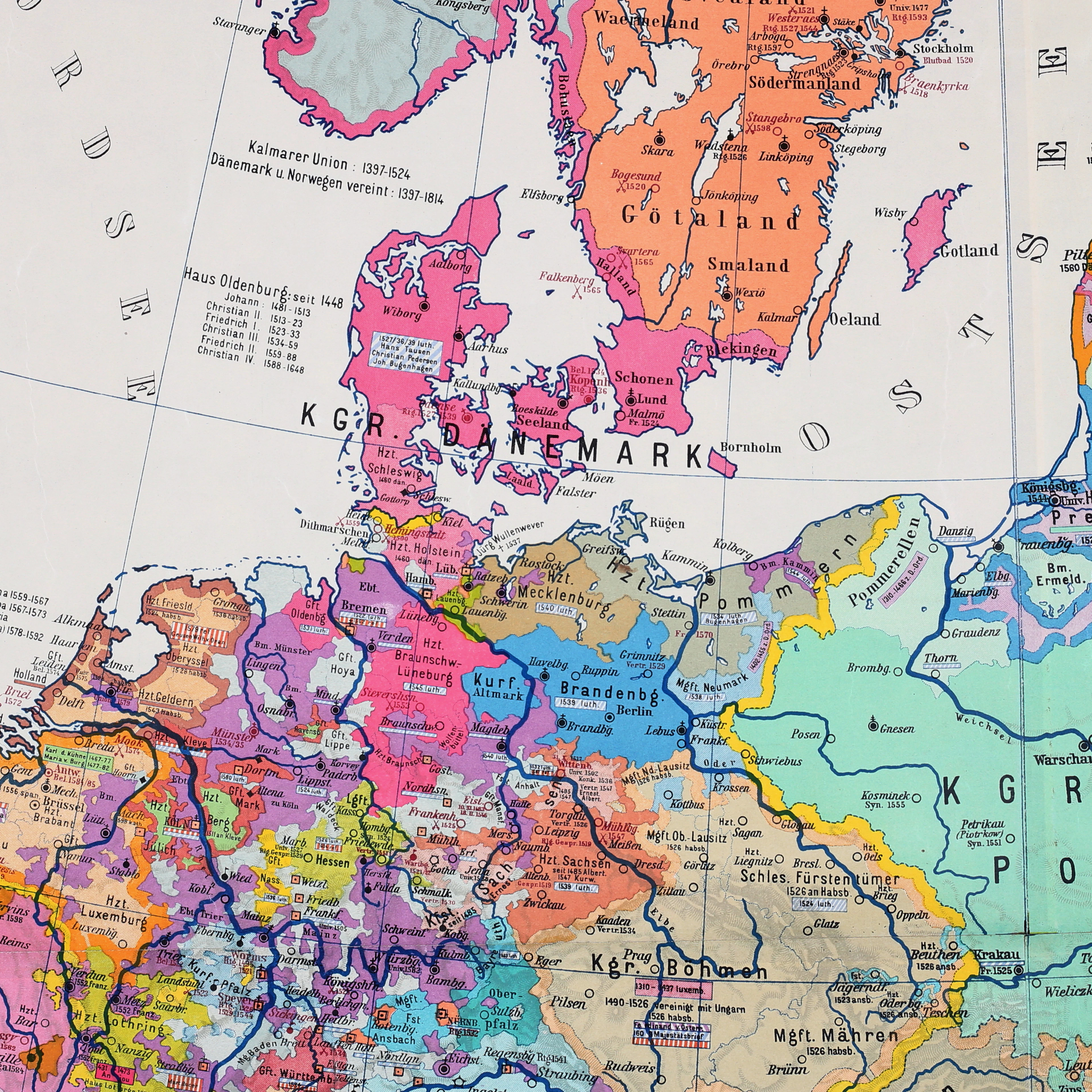 KARTA, Europa im 16 Jahrhundert, Haack-Hertzberg, 1:3000000,.