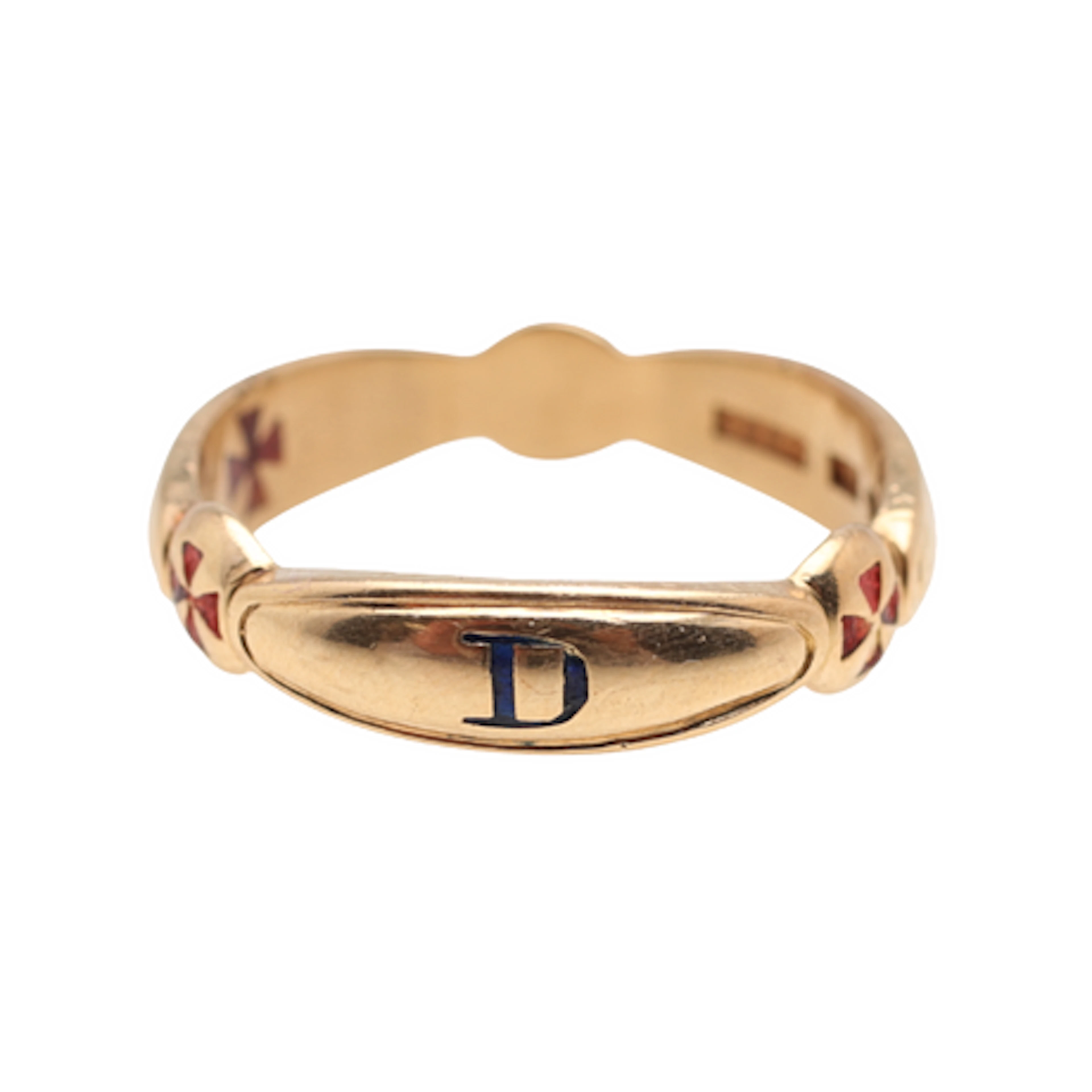 FRIMURARRING, 18k guld, dekor i emalj, G D…