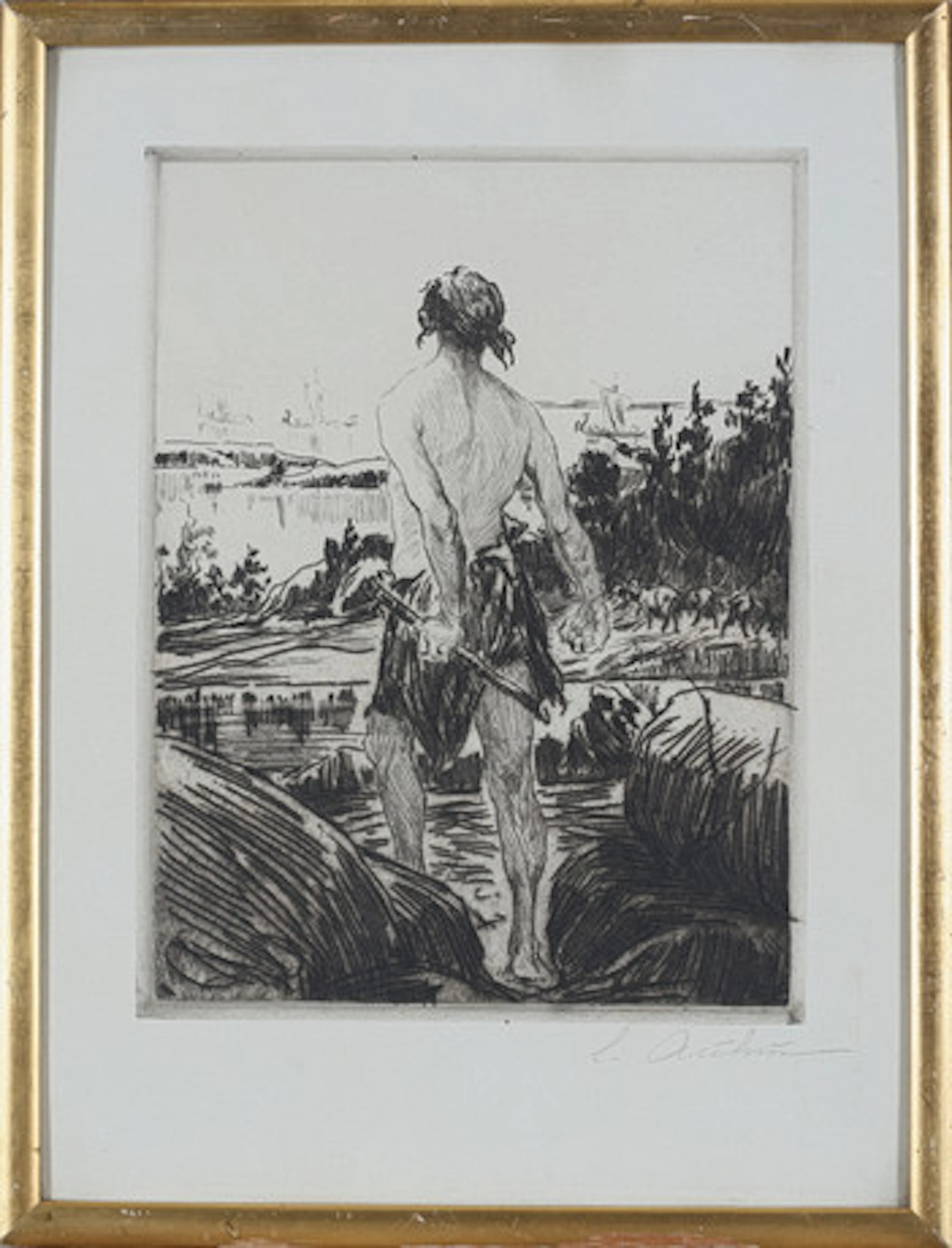 CALEB ALTHIN. Originaletsning, signerad.