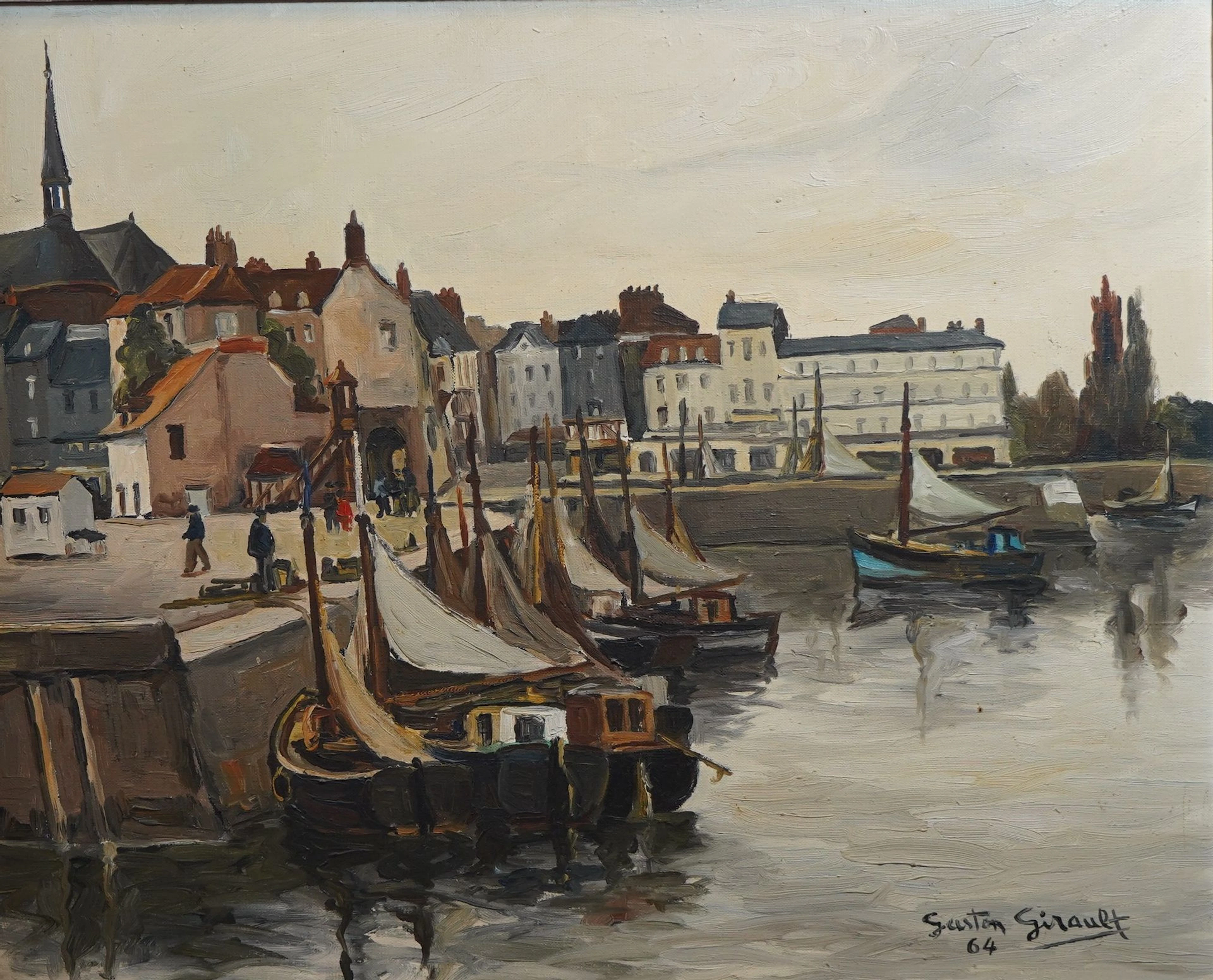 49- Gaston GIRAULT ''Port de Honfleur'' Huile... - Lot 49 - Siboni