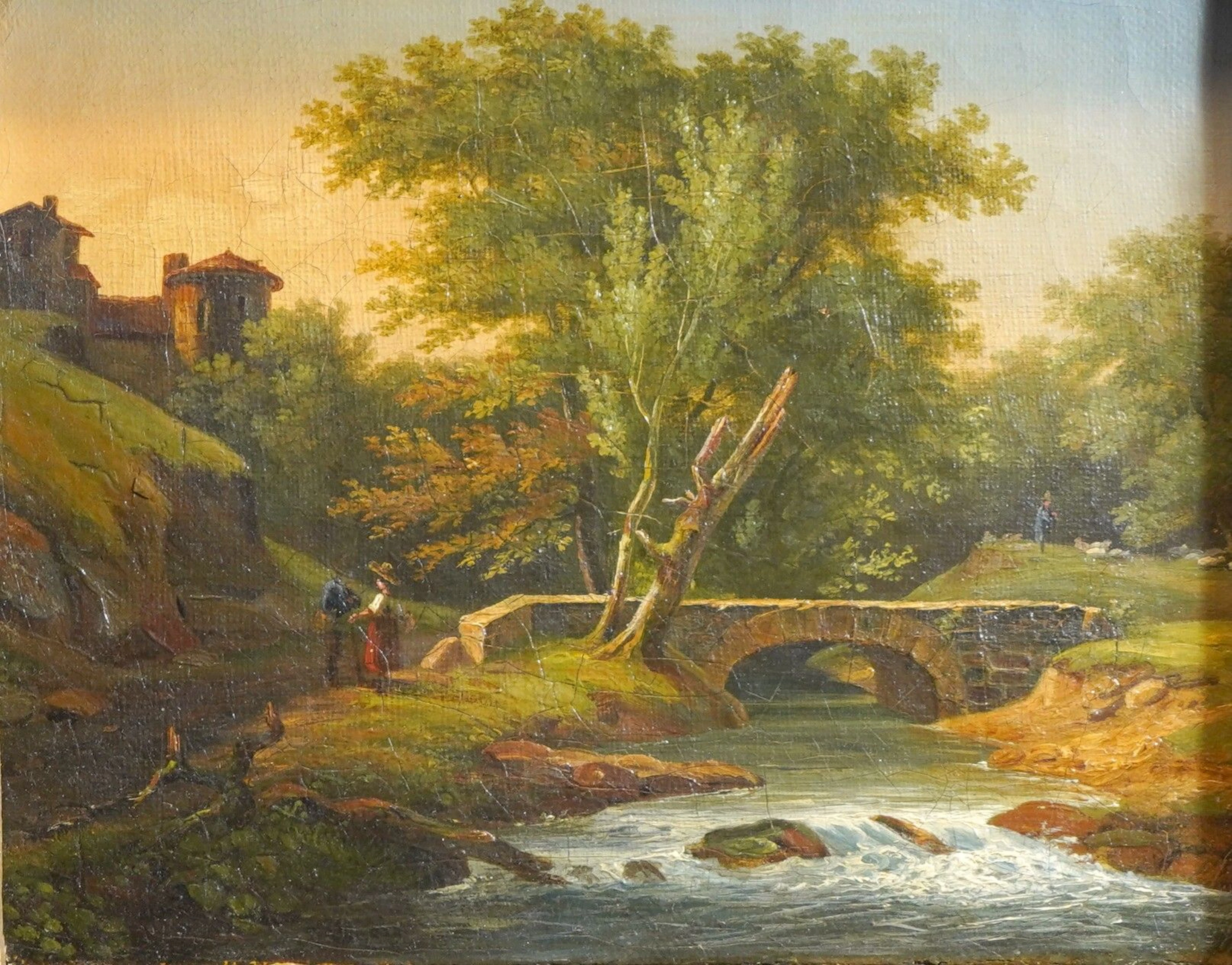 112- Ecole du Nord ''Paysage au pont'' Huile... - Lot 112 - Siboni
