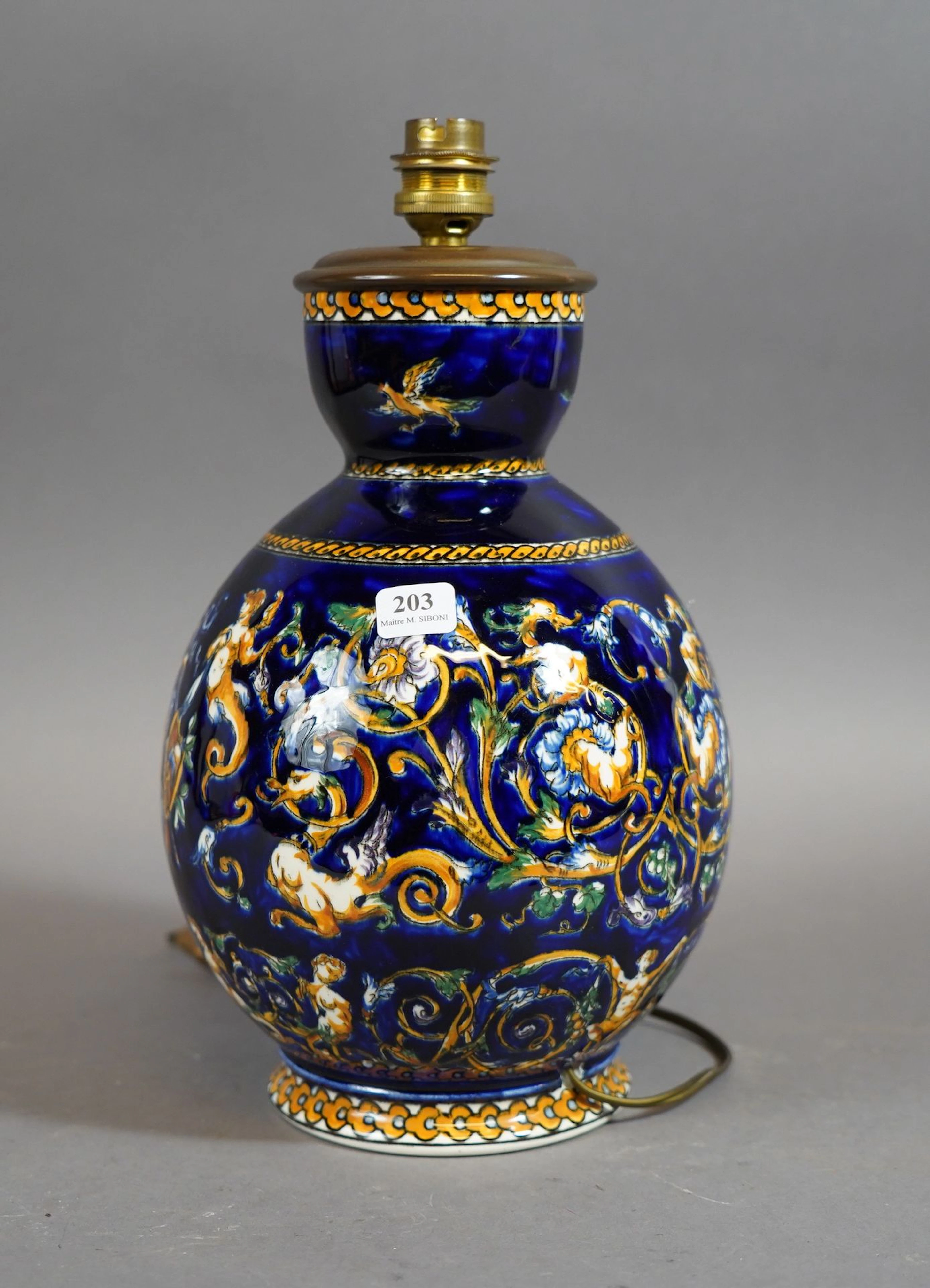 203- GIEN Lampe en faïence à motif Renai... - Lot 203 - Siboni