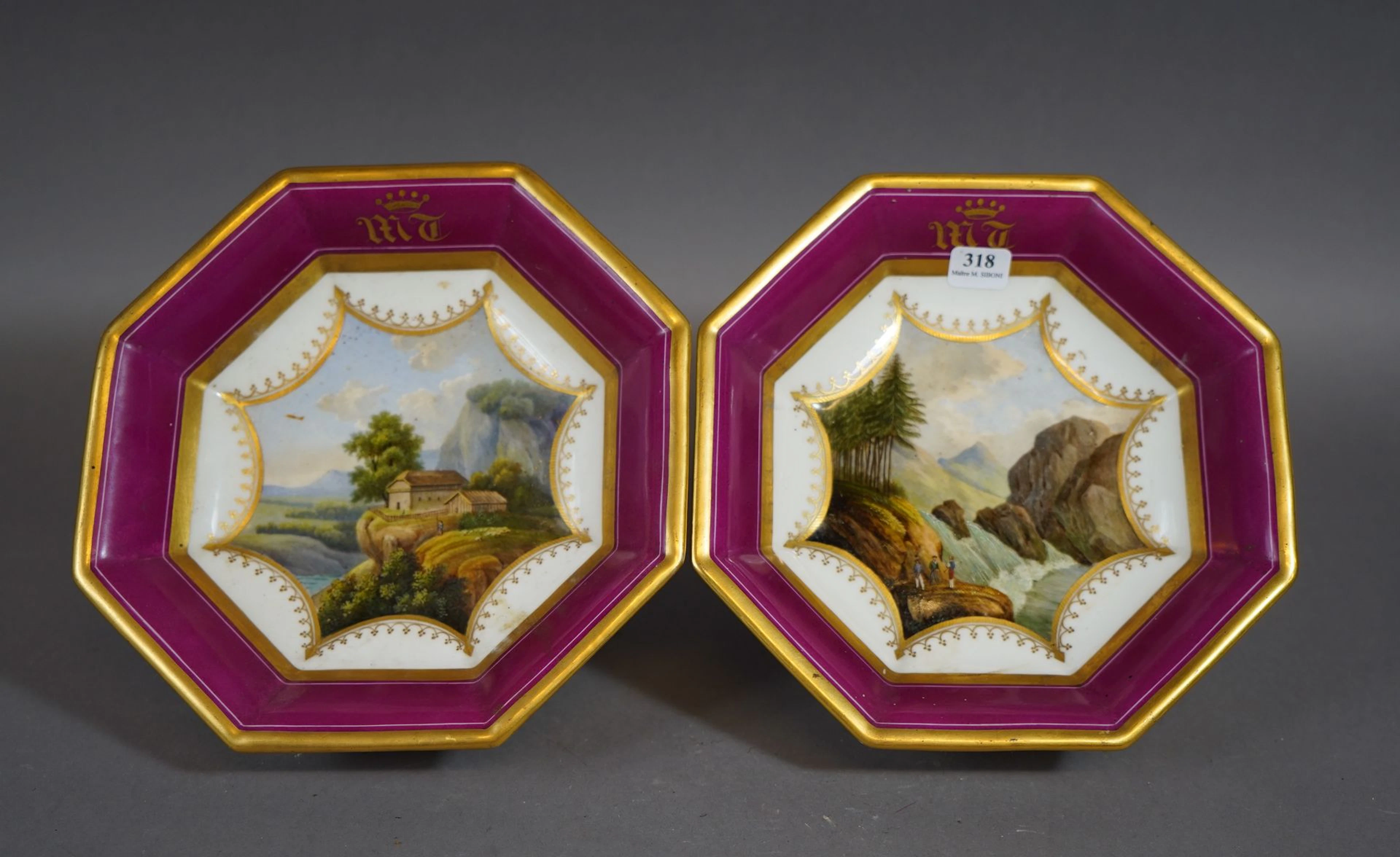318- Paire de coupes à pied en porcelaine... - Lot 318 - Siboni