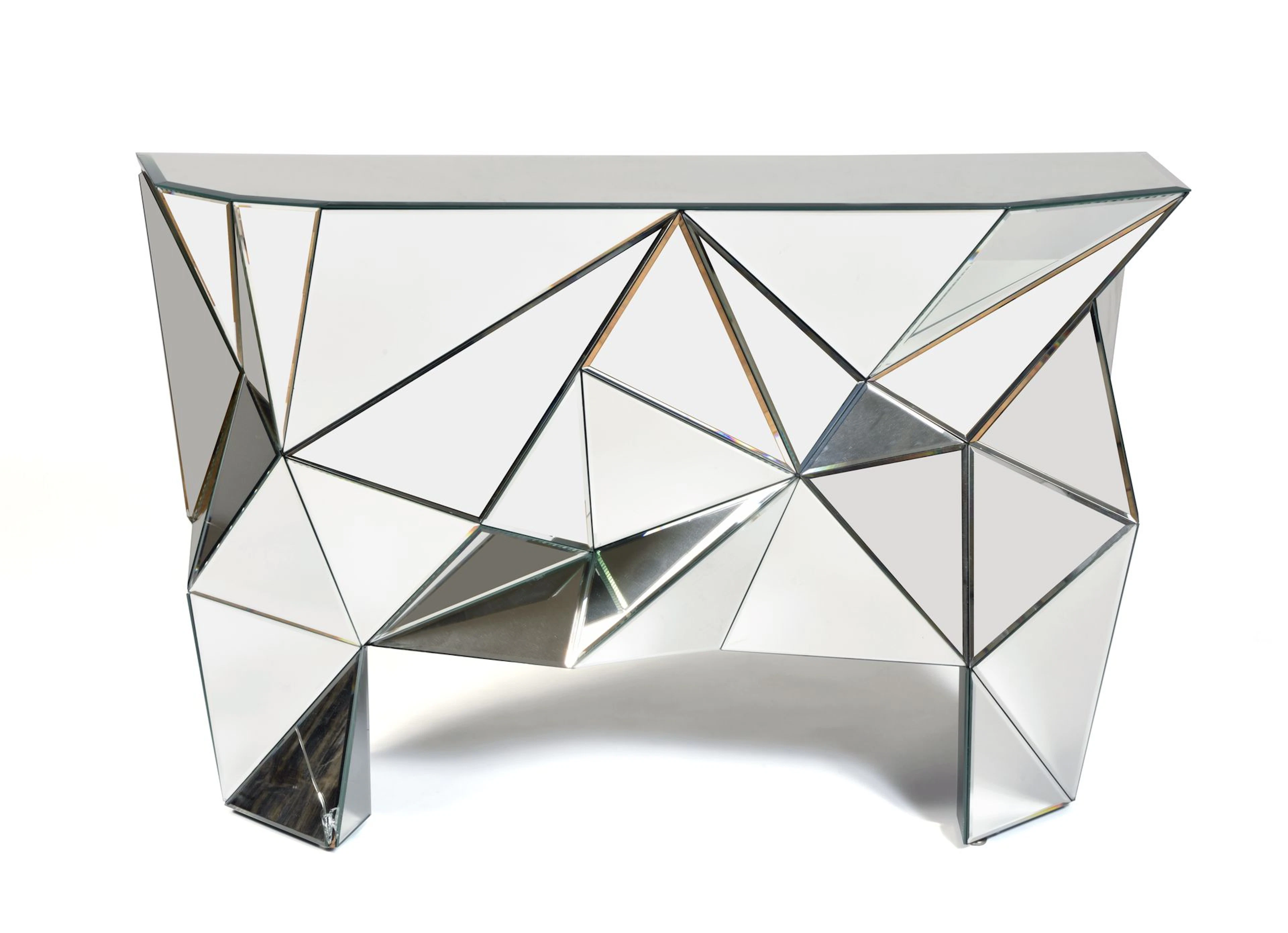 TRAVAIL MODERNE Console facettée a miroir... - Lot 156 - Digard Auction