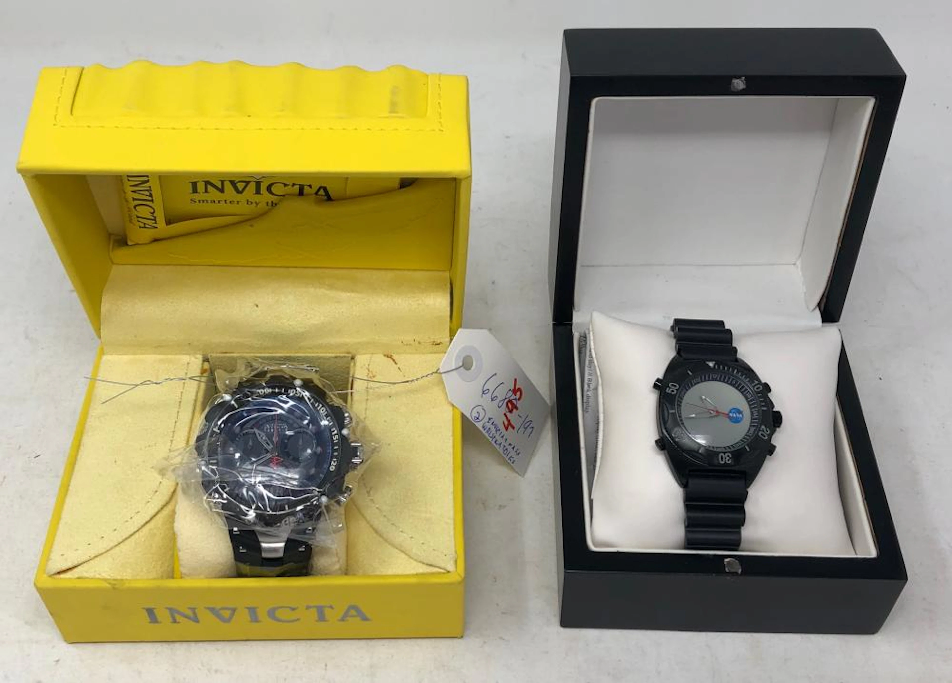 New Man''s Invicta Reserve Chronograph stainless steel wristwatch, WIR200MT, Model 11702, rubber wristband (retail tag $1,495.); together with Nasa Limited Edition wristwatch, water resistant stainles