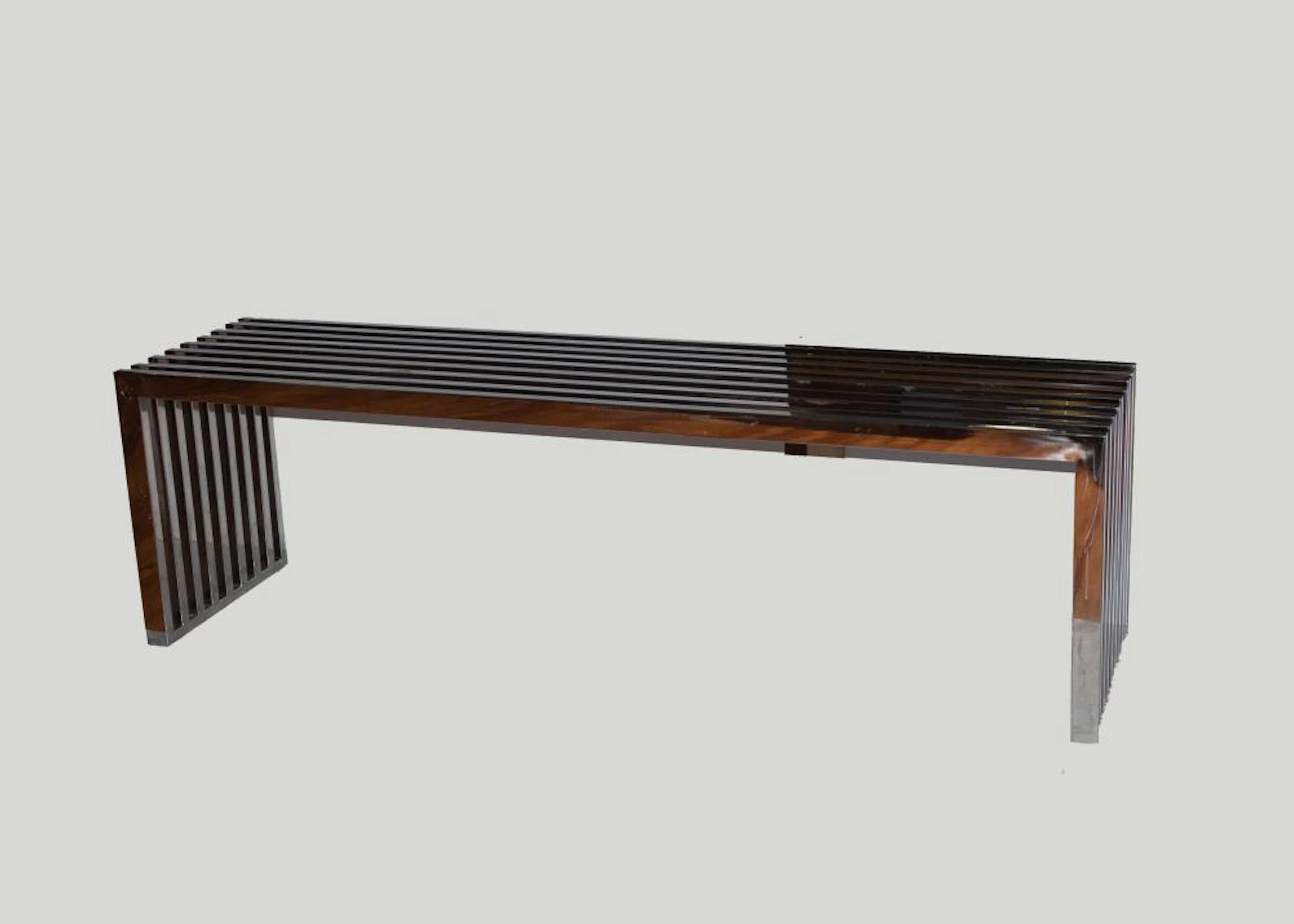 Modern Chrome Console Table Height: 18 inches; Length: 59 inches; Depth: 14 3/4 inches