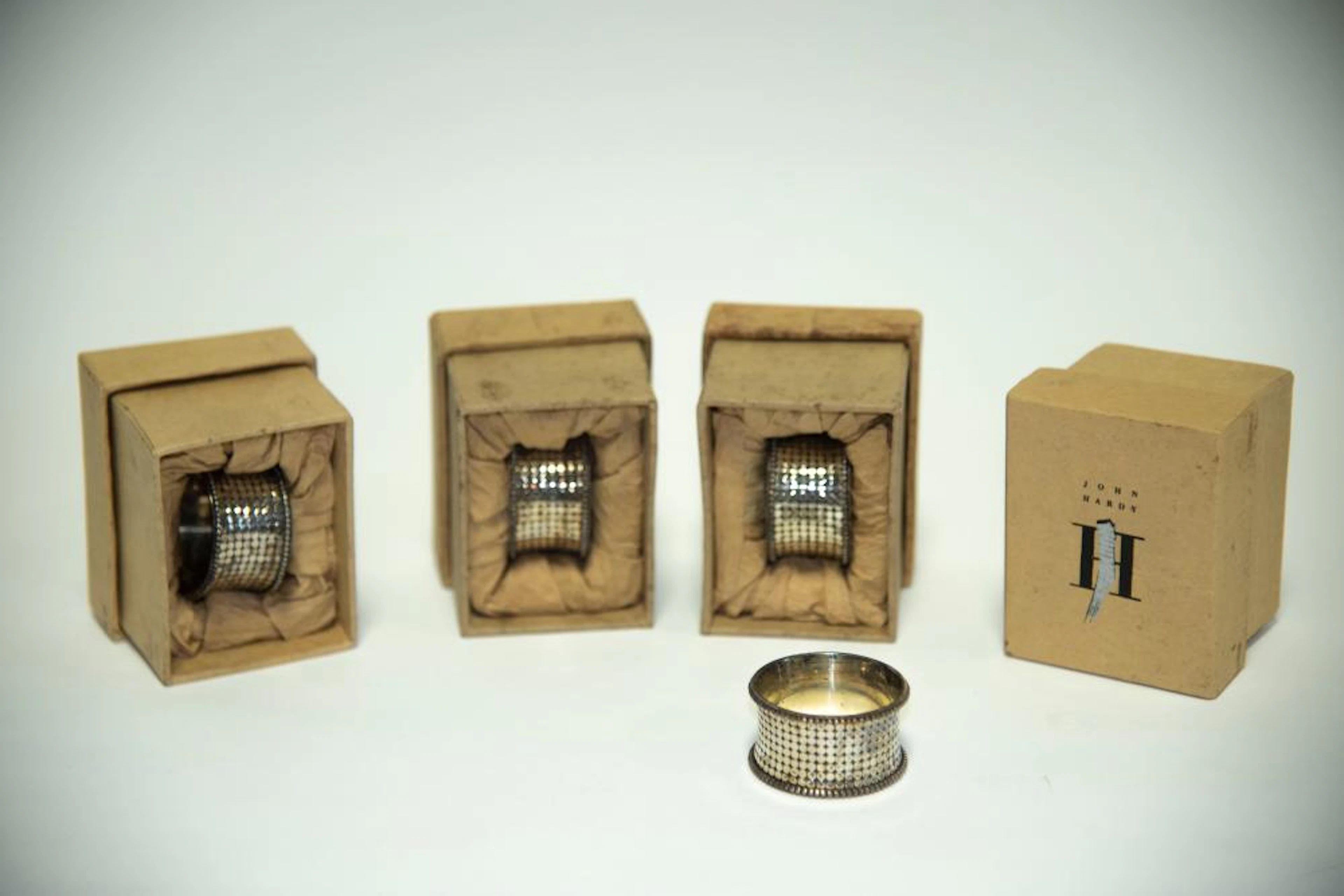 John Hardy Sterling Silver Dot Collection set of four Napkin Rings