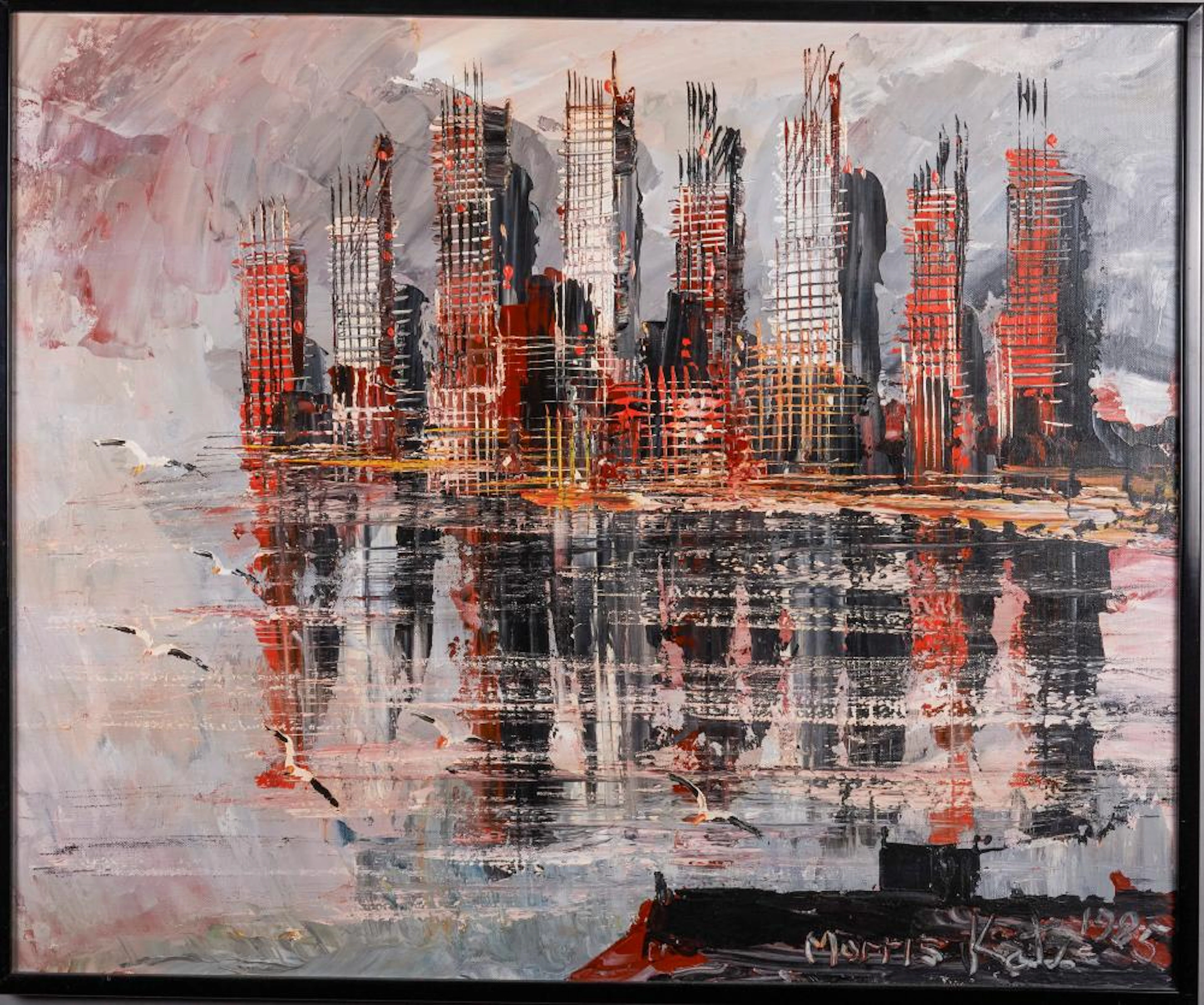 Morris Katz, New York/ Ukraine (1931-2010), Chicago Skyline, oil on canvas, 23 x 28 in ches