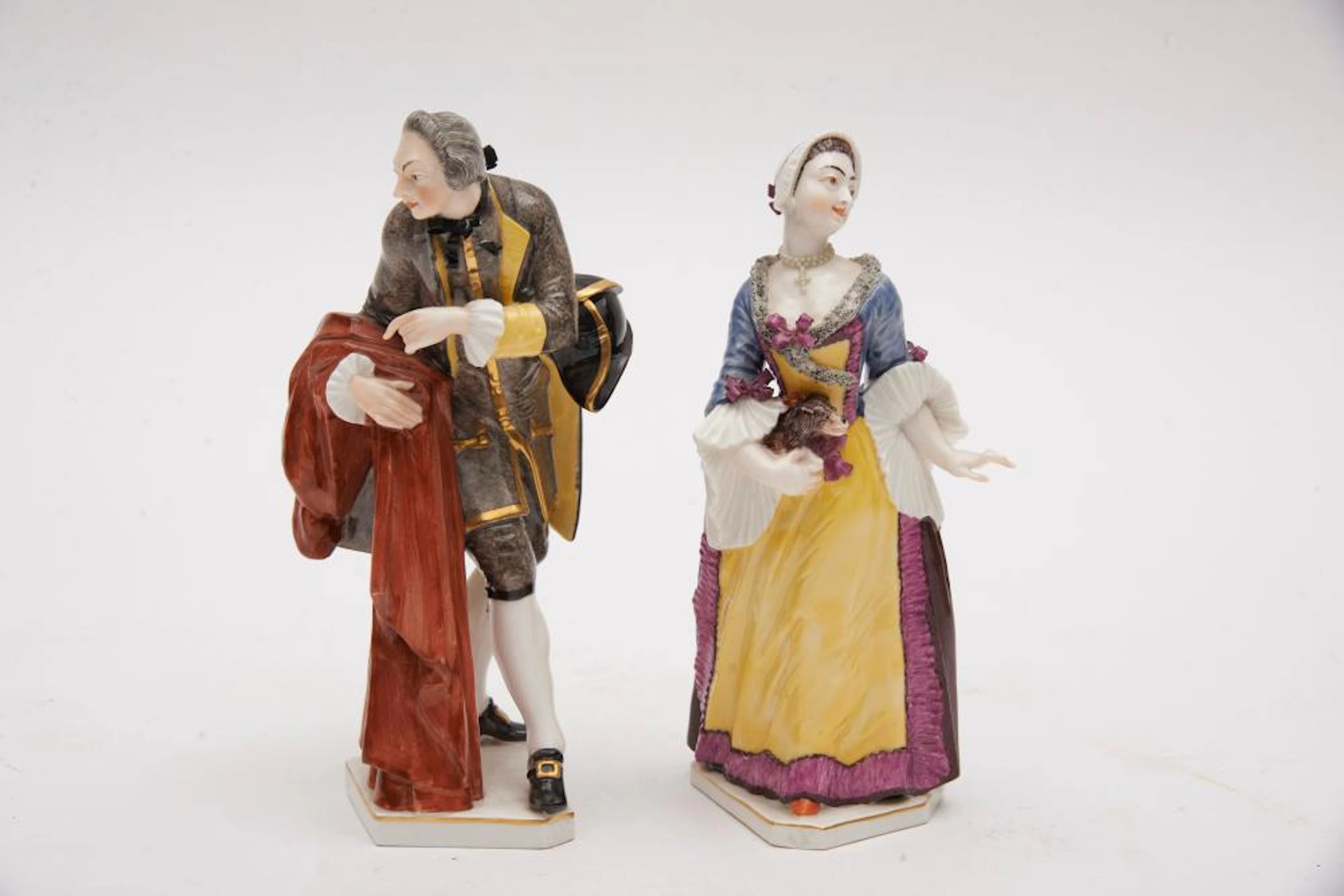A Fine Pair of Nymphenburg Porcelain Figurines, a Lady and a Gentleman