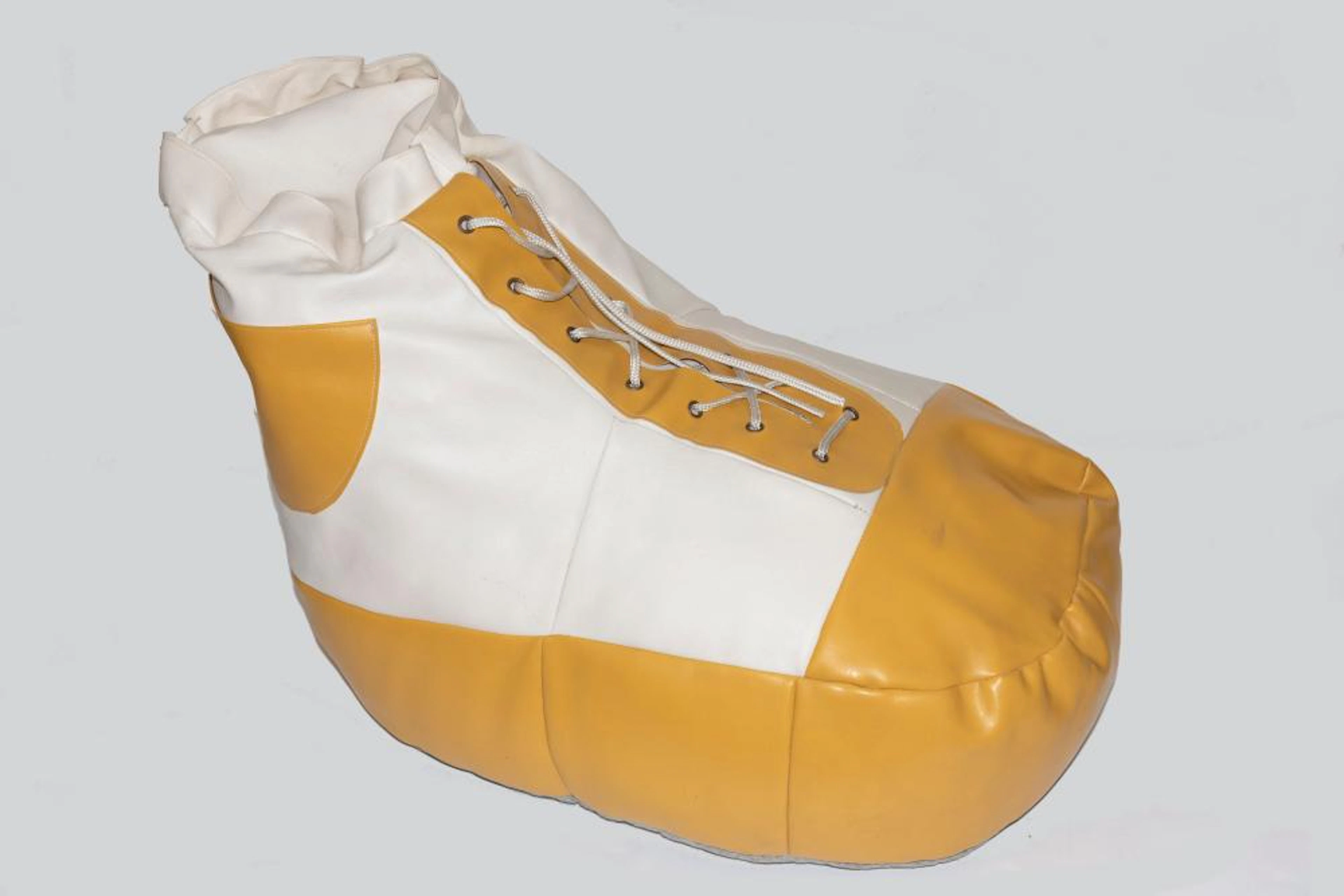 1970s White and Yellow De Sede Sneaker Bean Bag Chair or Ottoman 24 x 34 x 20 inches