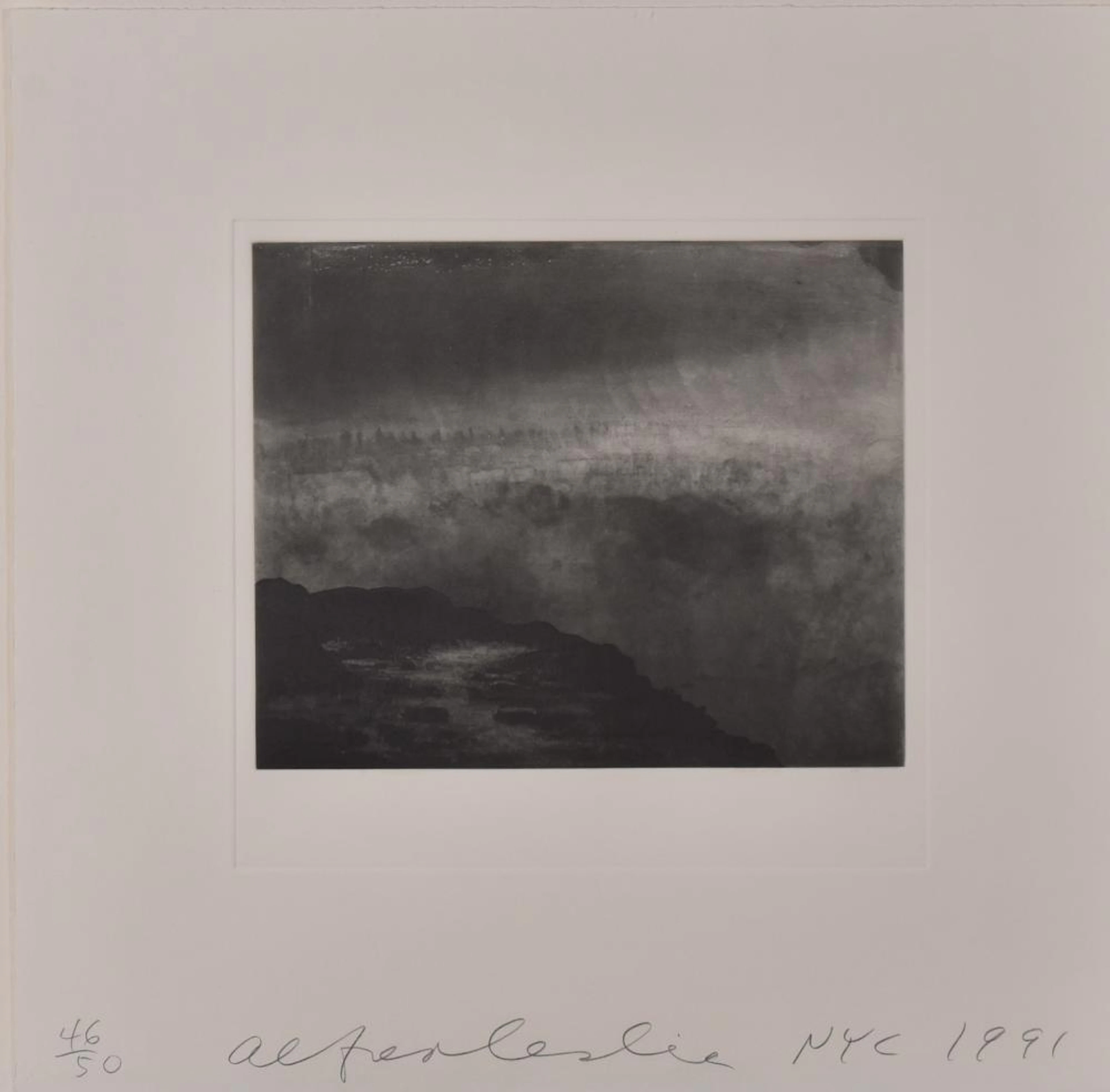 Alfred Leslie, American (b. 1927), Landscape, 1991, etching, ed. 46/50, 8 x 9 3/4 inches