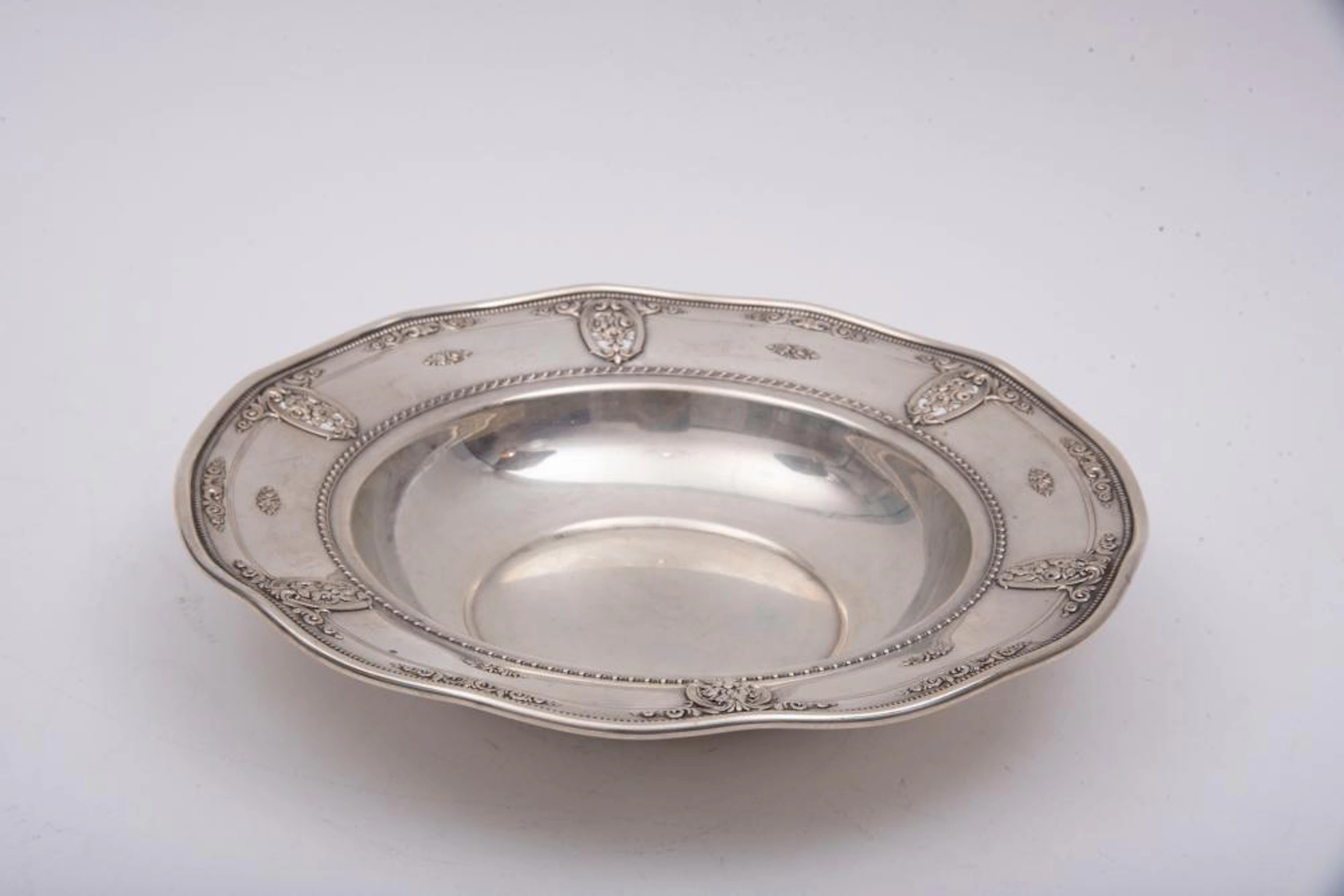 Wallace Sterling Silver RosePoint Reticulated Bowl Diameter 11 inches, height 1 3/4 inches