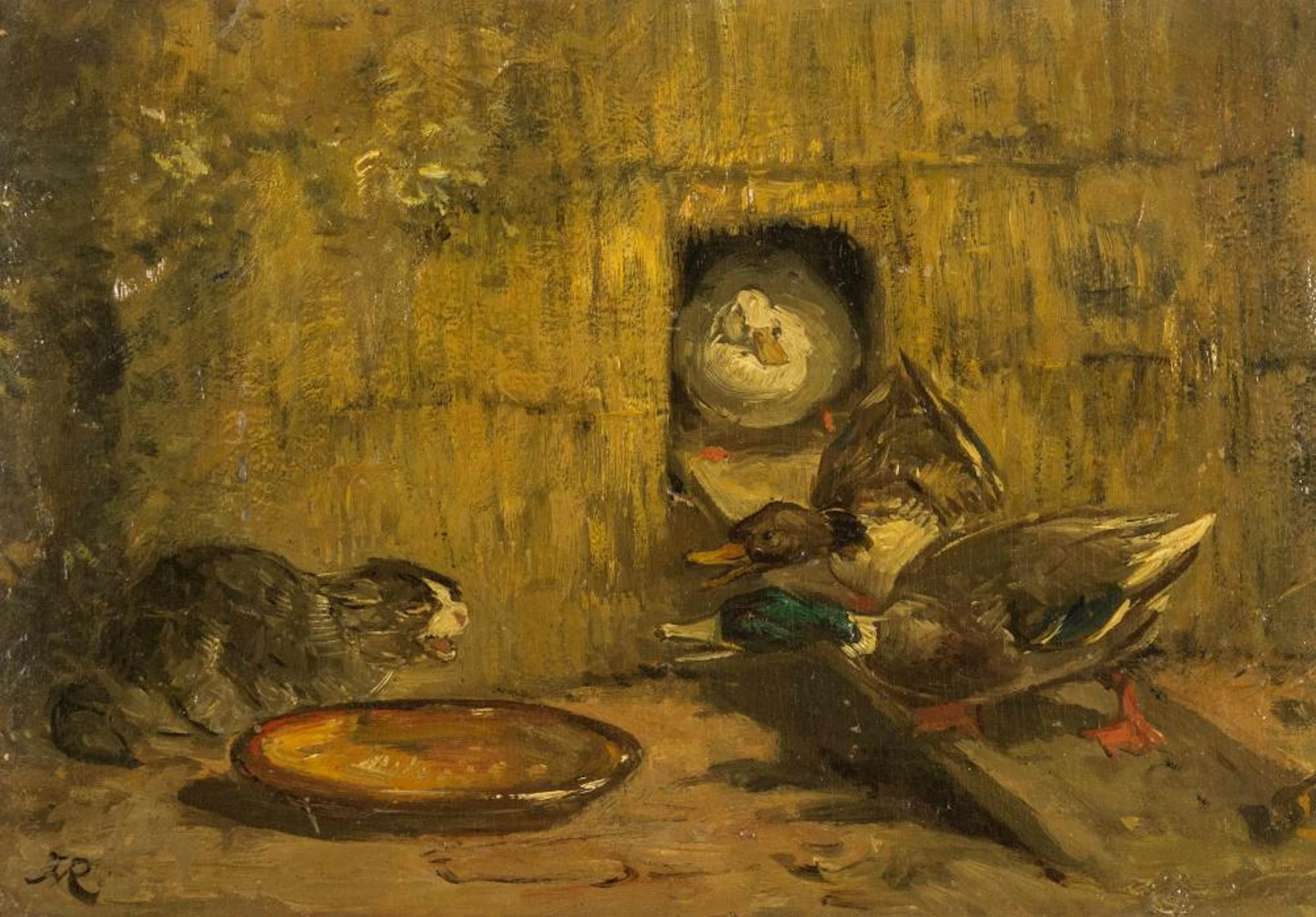 Katze am Entenstall, Henriette Ronner-Knip (1821 Amsterdam - 1909 Brussels)