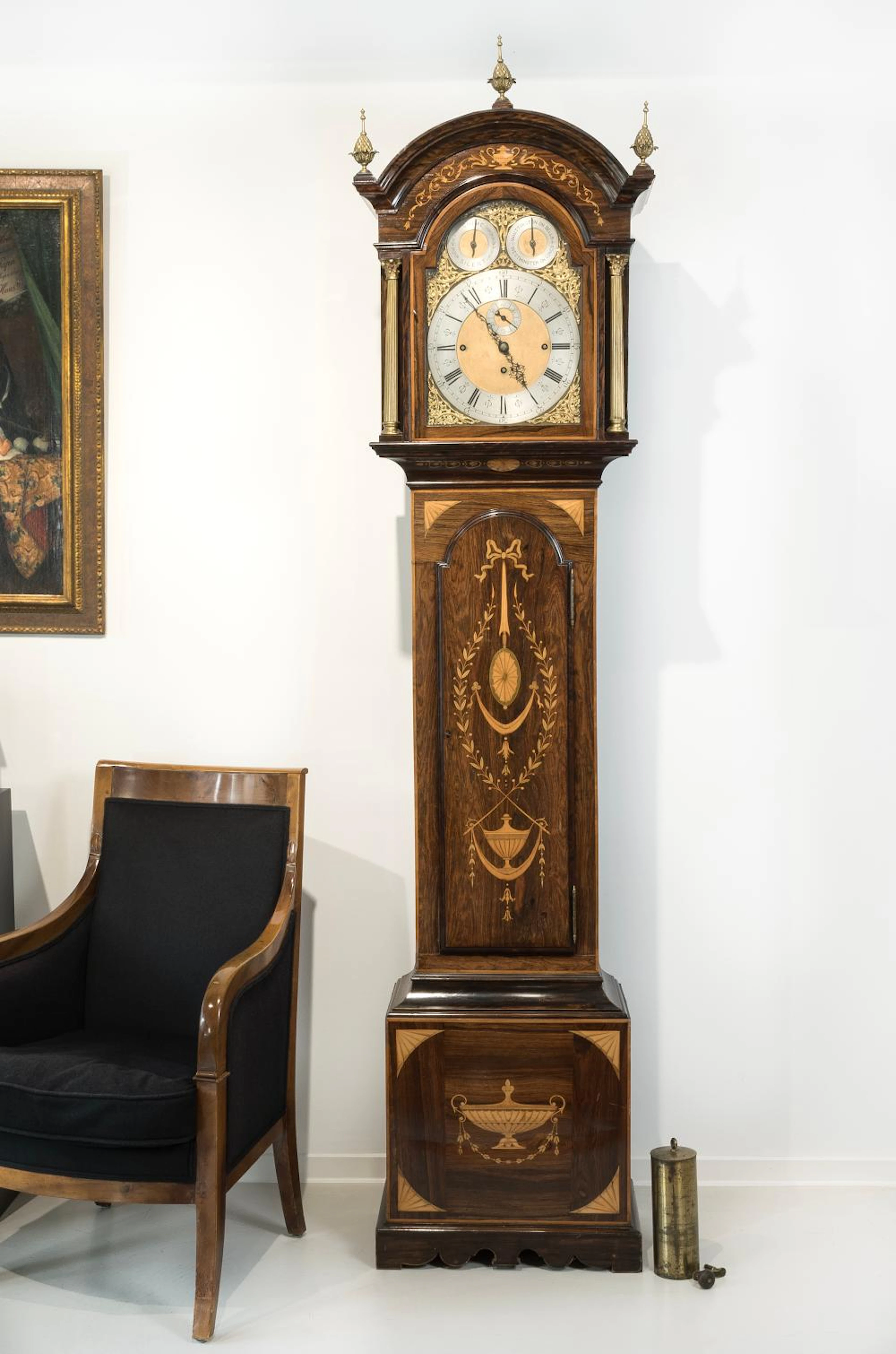 Englische Standuhr mit Intarsie