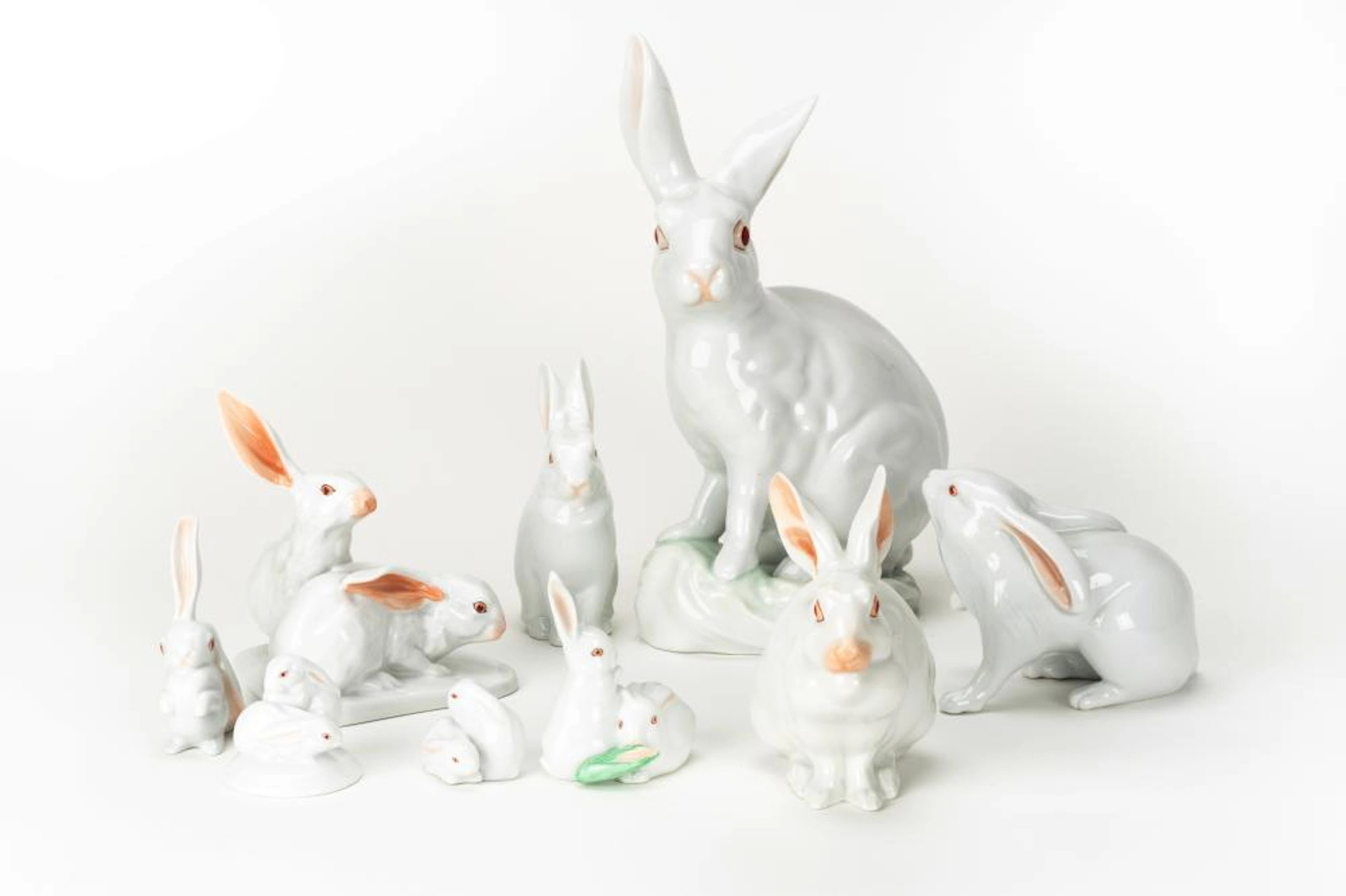 Konvolut Herend Tierfigurengruppe Hase