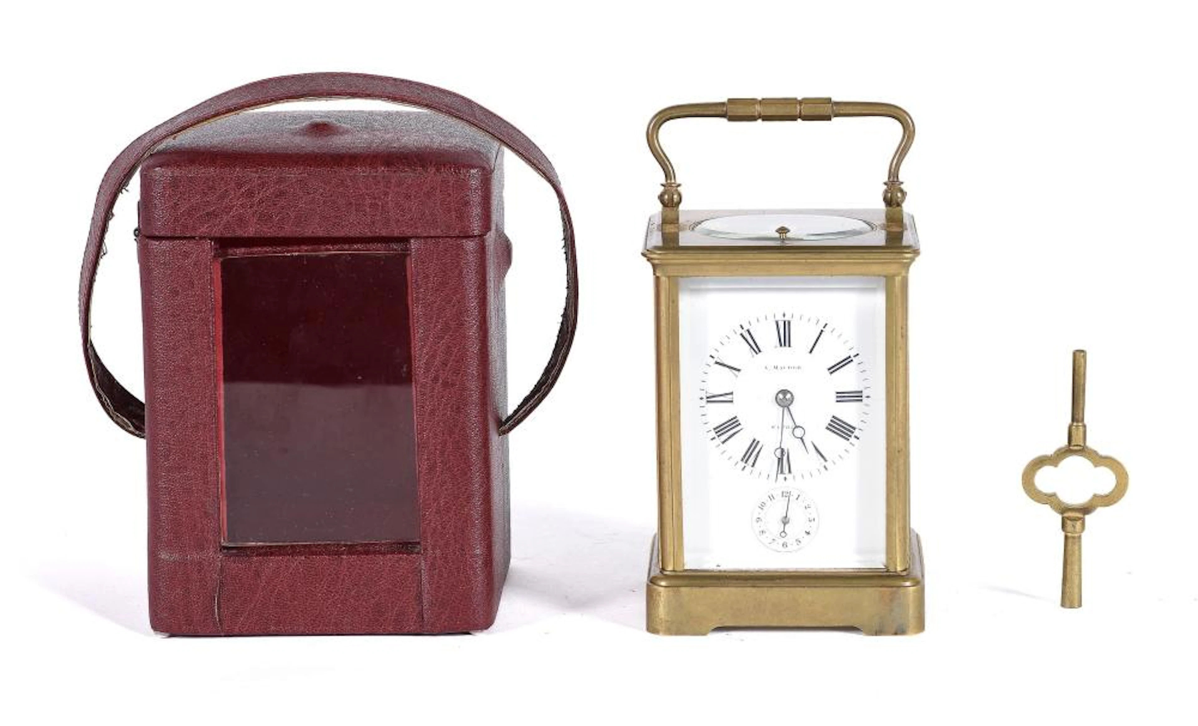 Reloj de carruaje realizado en bronce con estuche