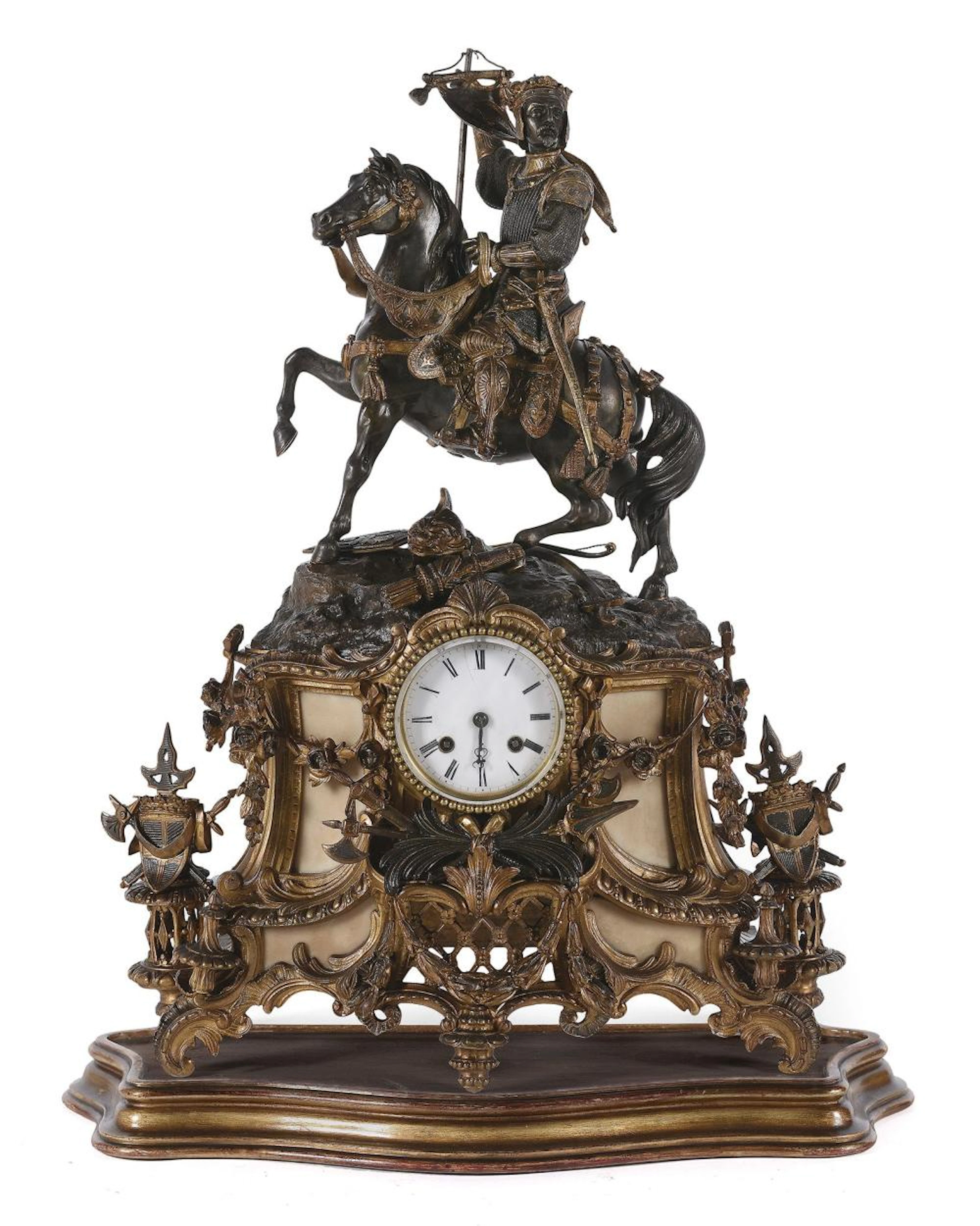 Reloj de sobremesa realizado en bronce representando caballero.?