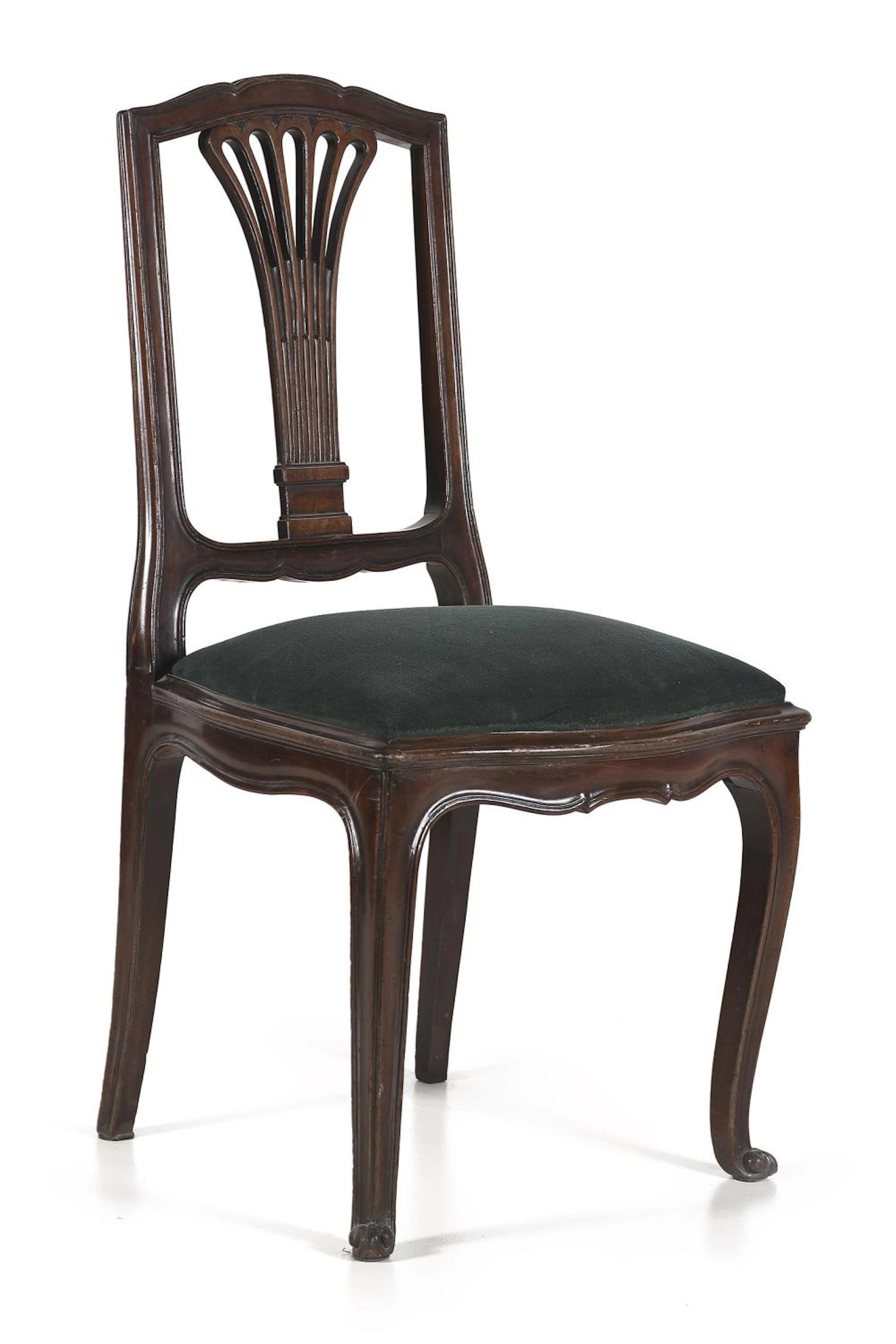 Silla realizada en madera de caoba y tapizada. Estilo Georgiano.?